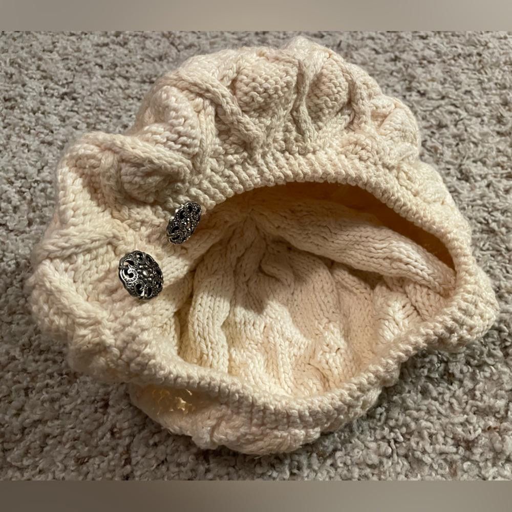 Designer Cream Colored Handmade Beret Hat Size ONE SIZE - 3 Thumbnail