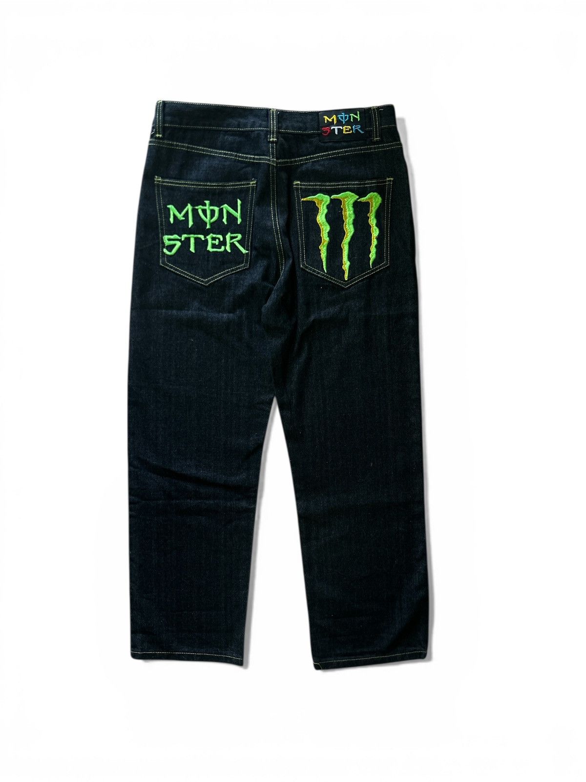 Vintage Vintage Monster Energy Embroidered Baggy Denim Jeans Size US 35 - 3 Thumbnail