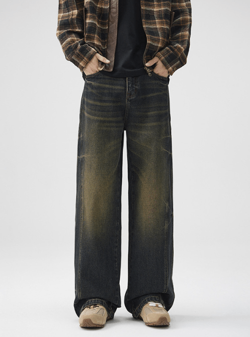 Japanese Brand Retro stitching trendy cracked tie-dyed distressed jeans Size US 32 / EU 48 - 1 Thumbnail
