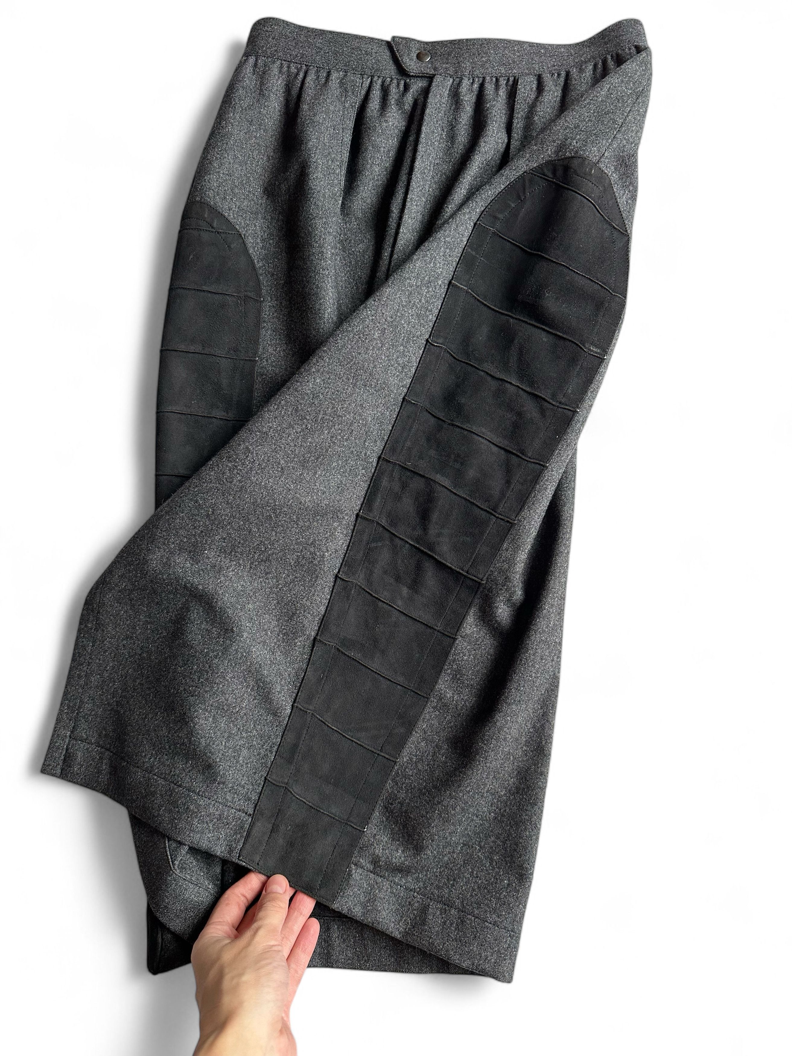 Thierry Mugler Vintage Thierry Mugler Wool & Leather Midi Skirt Size 30" / US 8 / IT 44 - 3 Thumbnail