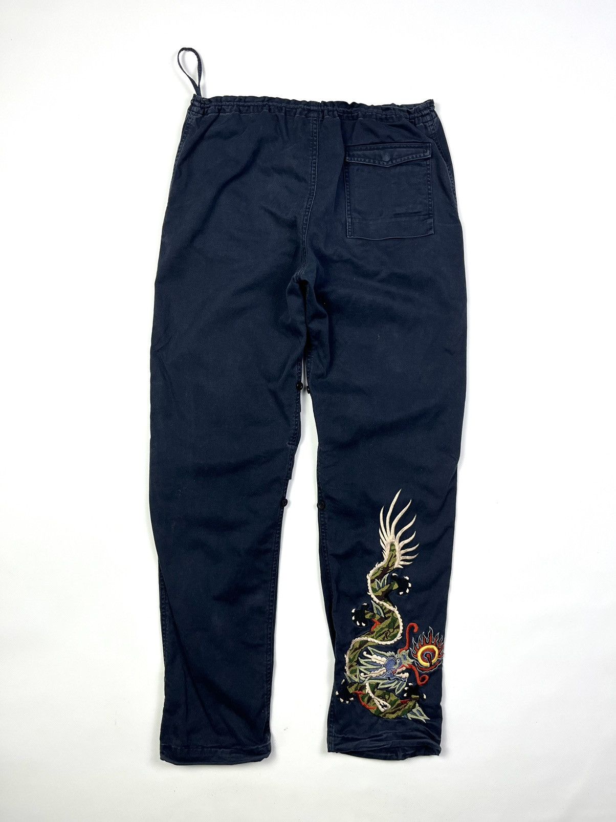 image of Maharishi Dragon Art Cargo Pants Japanese Style Streetwear in Blue, Men's (Size 30)