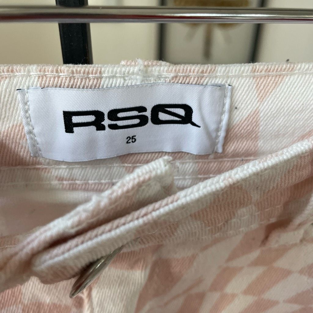 Rsq RSQ Pink White Psychedelic Grid Cutoff Denim Shorts 25 Size 25" / US 0 / IT 36 - 3 Thumbnail