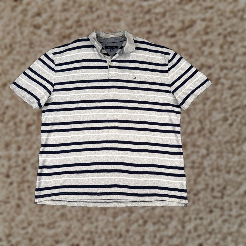 Tommy Hilfiger Tommy Hilfiger Polo Shirt Men 2XL Gray Blue Stripe Cotton Short Sleeve Polo Shirt Men 2XL Gray Stripe Size US XXL / EU 58 / 5 - 1 Thumbnail