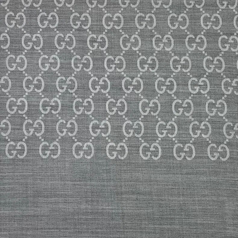 Gucci Gucci Gray logo jacquard full printed wool tassel scarf Size ONE SIZE - 3 Thumbnail