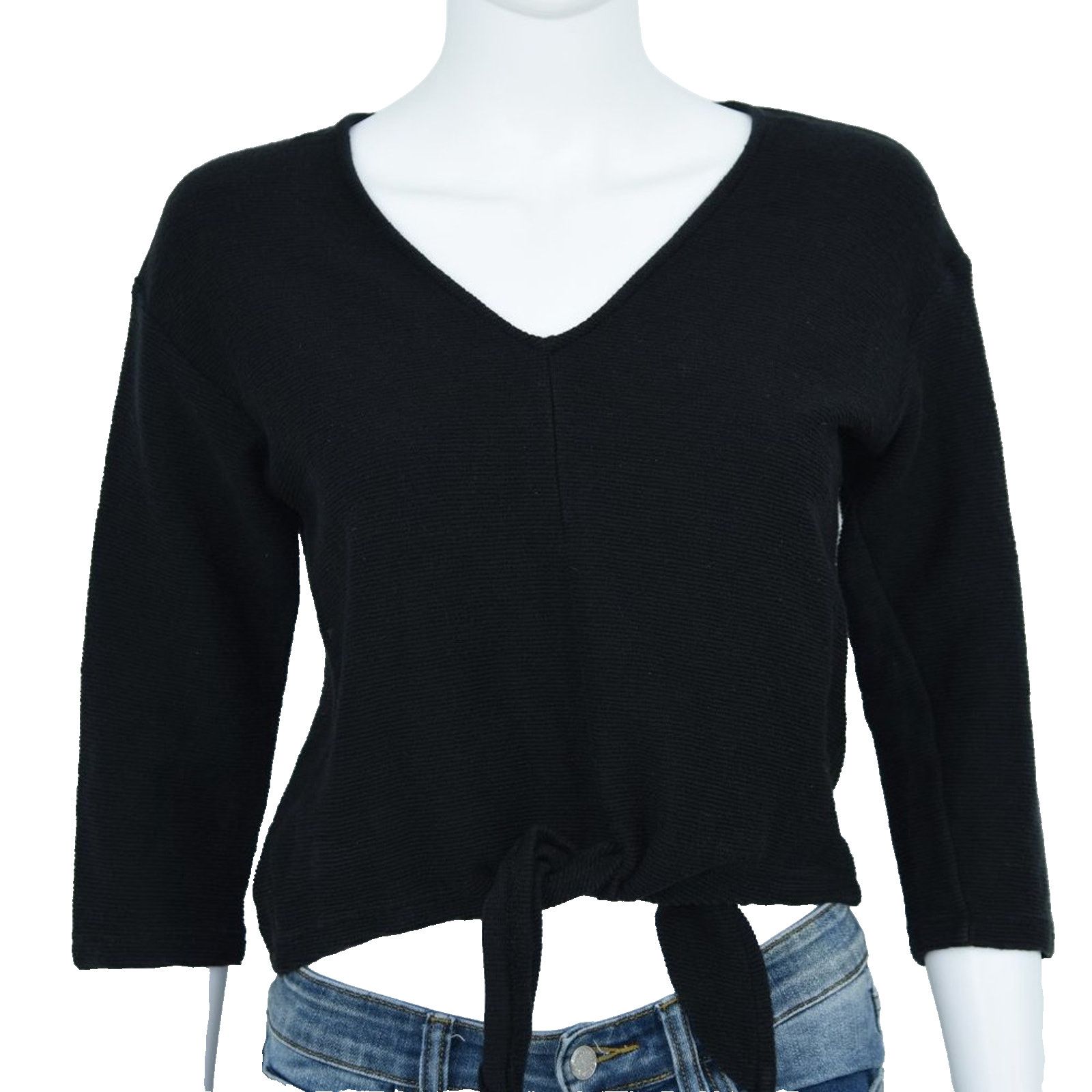 Madewell Madewell Cropped Knit Black Long Sleeve Sweater Size Small Size S / US 4 / IT 40 - 2 Thumbnail
