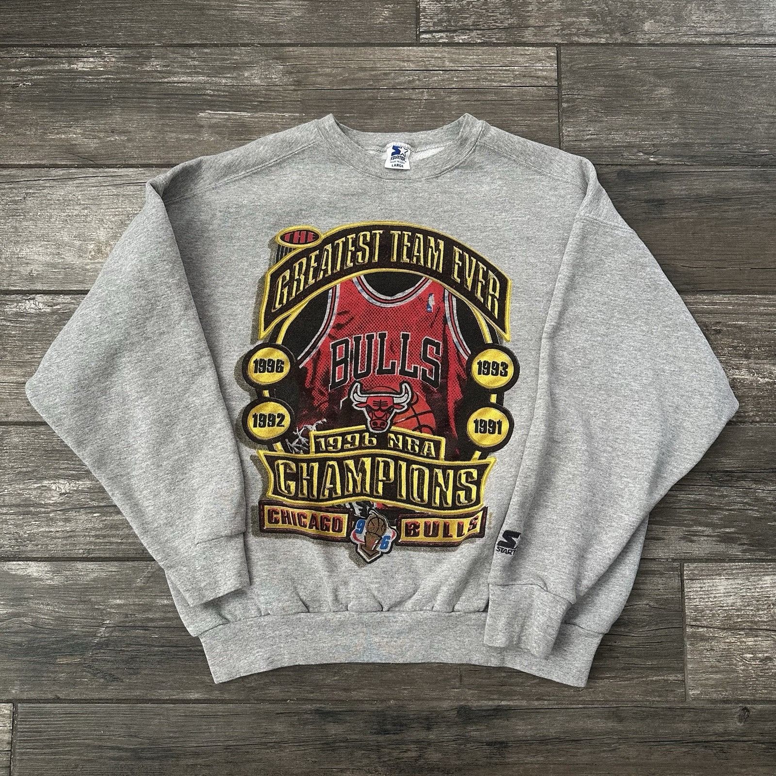 Starter VTG 1996 STARTER CHICAGO BULLS GRAY SWEATSHIRT NBA BASKETBAL Size US L / EU 52-54 / 3 - 6 Thumbnail
