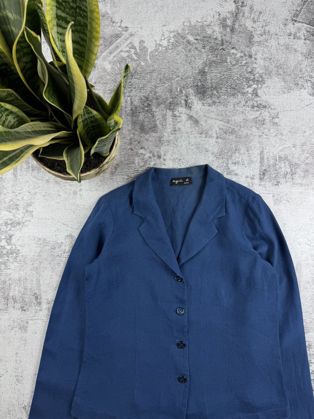 agnes b. Vintage 90S Agnes B Paris LINEN Cropped Blazer Coat Jacket Size M / US 6-8 / IT 42-44 - 6 Thumbnail