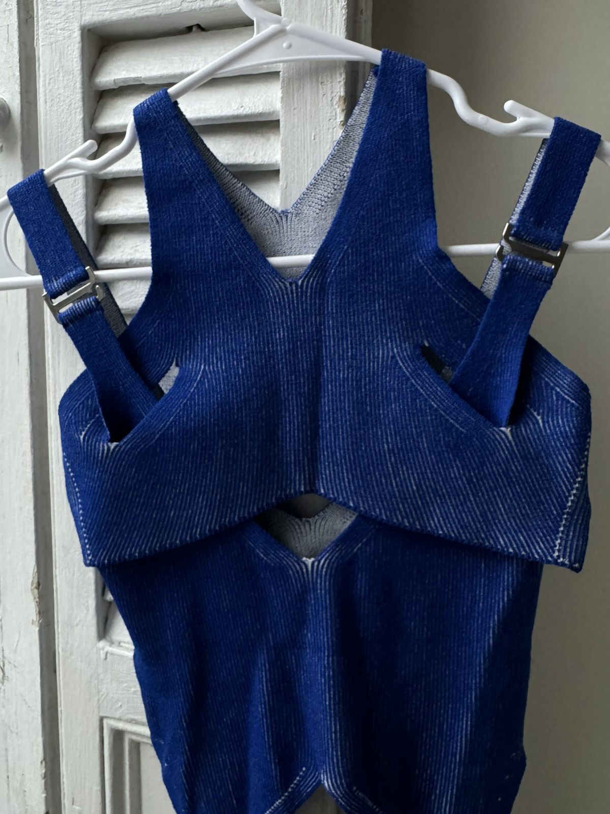 Dion Lee DION LEE Blue ribbed two-piece two-tone harness tank-top Size US XS / EU 42 / 0 - 6 Thumbnail