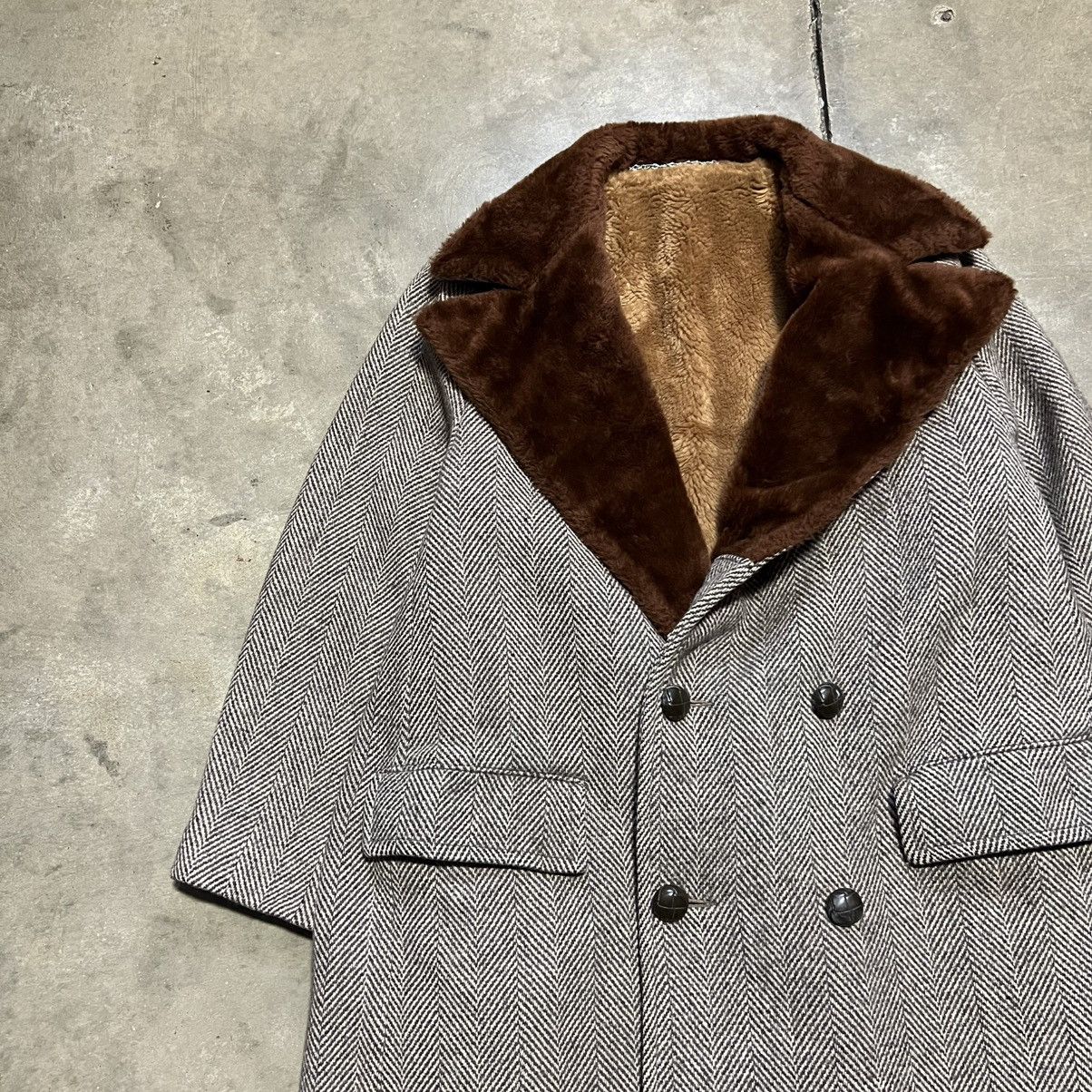 Vintage Vintage 70s Climatic Herringbone Wool Trench Overcoat Fur Size US M / EU 48-50 / 2 - 3 Thumbnail