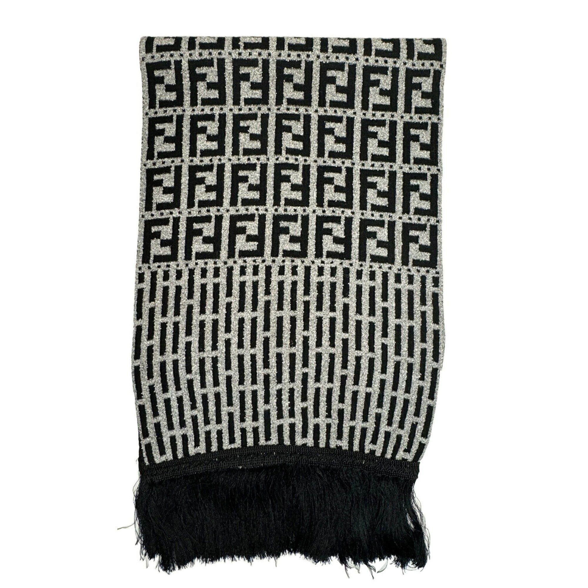 image of Fendi Zucca Pattern Ff Muffler Wool Gray Black Men's Women's