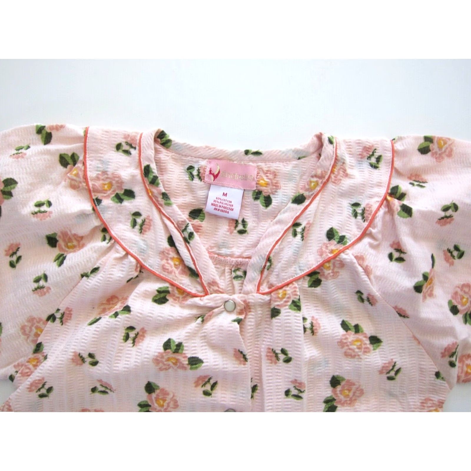 Pinko VINTAGE Sindrella Cotton Pink Green Floral Button Down Pocket Nightgown House Dress M Size M / US 6-8 / IT 42-44 - 5 Thumbnail