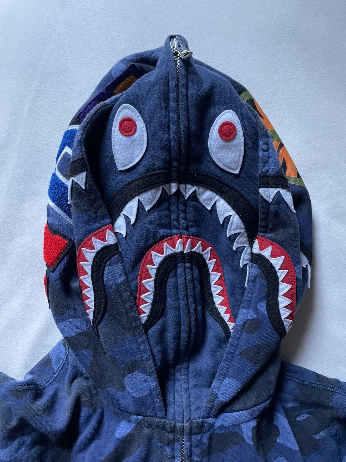 Bape BAPE Color Blue Camo Shark Wide Full Zip Double Hoodie Size US M / EU 48-50 / 2 - 2 Thumbnail