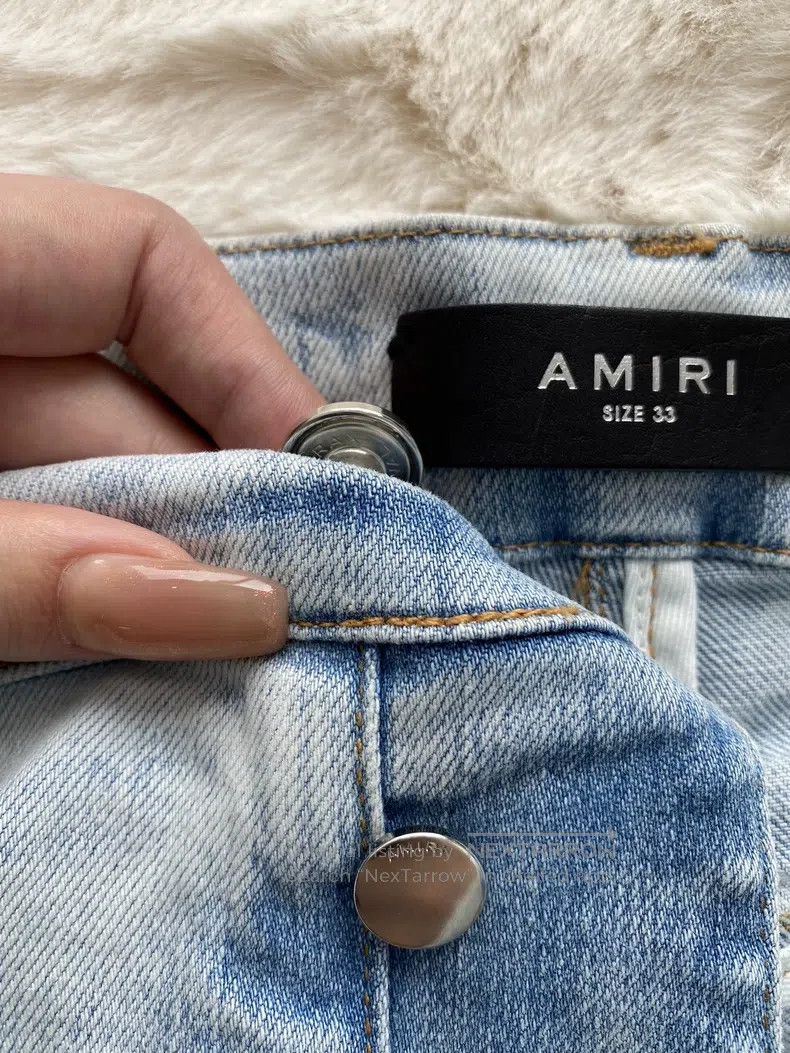 Amiri Amiri Size 33 Washed blue and white cashew flower patchwork Size US 33 - 6 Thumbnail