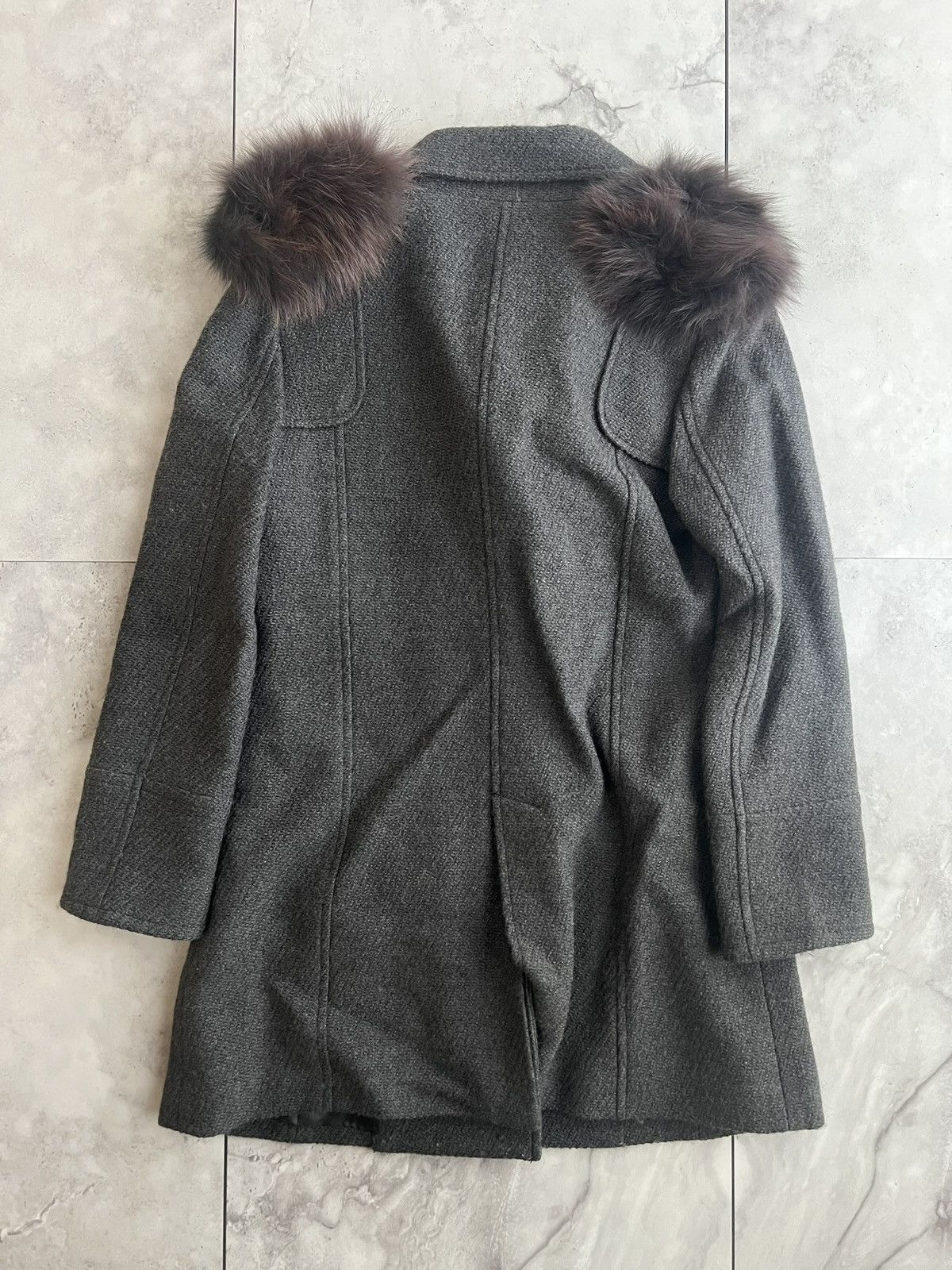 Jil Sander Jil Stuart Fox Fur Shoulder Pea Coat Size S / US 4 / IT 40 - 4 Thumbnail
