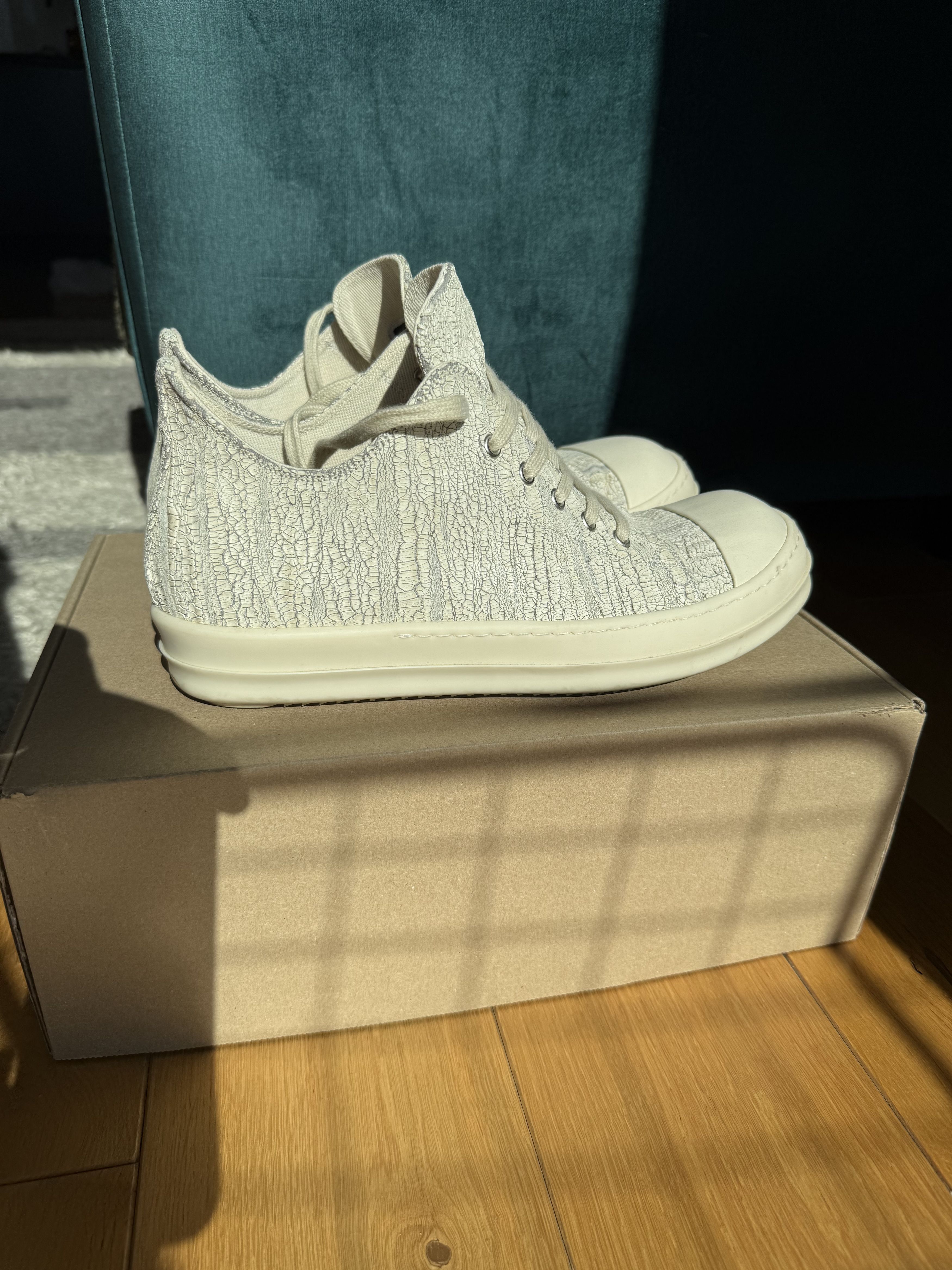Rick Owens Drkshdw Rick Owens DRKSHDW Hollywood Low 'Milk Cracked Leather' Size US 9 / EU 42 - 3 Thumbnail