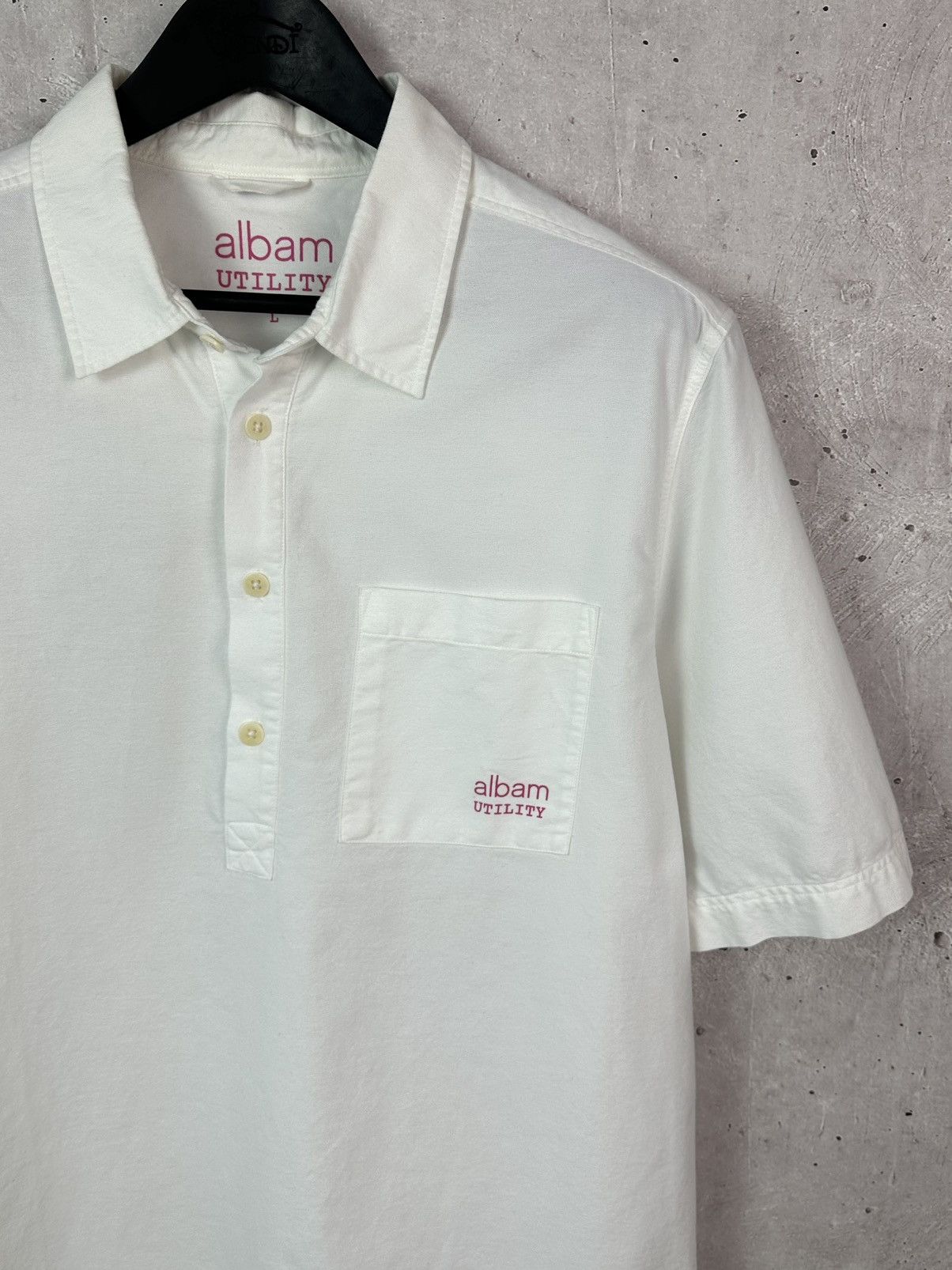 Albam Albam Utility White Cotton Button-up Short Sleeve Polo Size US L / EU 52-54 / 3 - 3 Thumbnail
