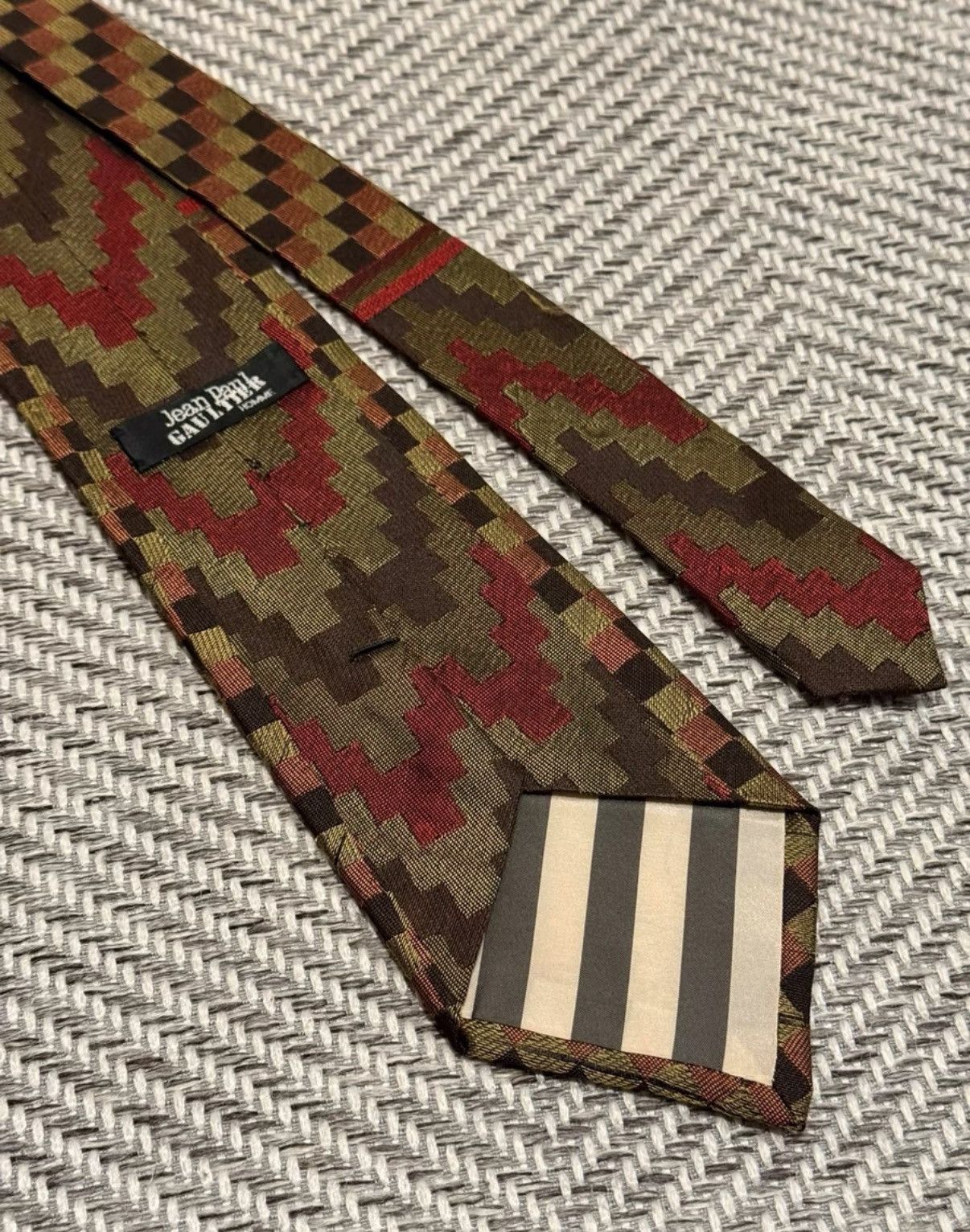 Jean Paul Gaultier Jean Paul Gaultier Pixel Zigzag & Checkerboard Tie K24 Size ONE SIZE - 4 Thumbnail