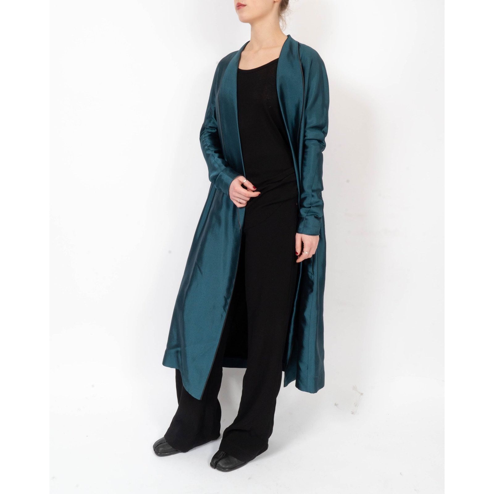 Haider Ackermann FW11 Unstructured Long-Coat in Blue Textured Viscose Size S / US 4 / IT 40 - 5 Thumbnail
