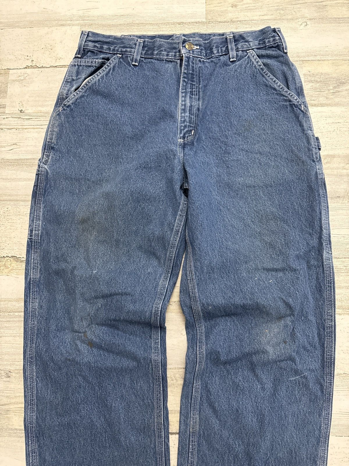Carhartt Carhartt Baggy Blue Denim Carpenter Workwear Jeans 36x32 Size US 36 / EU 52 - 2 Thumbnail