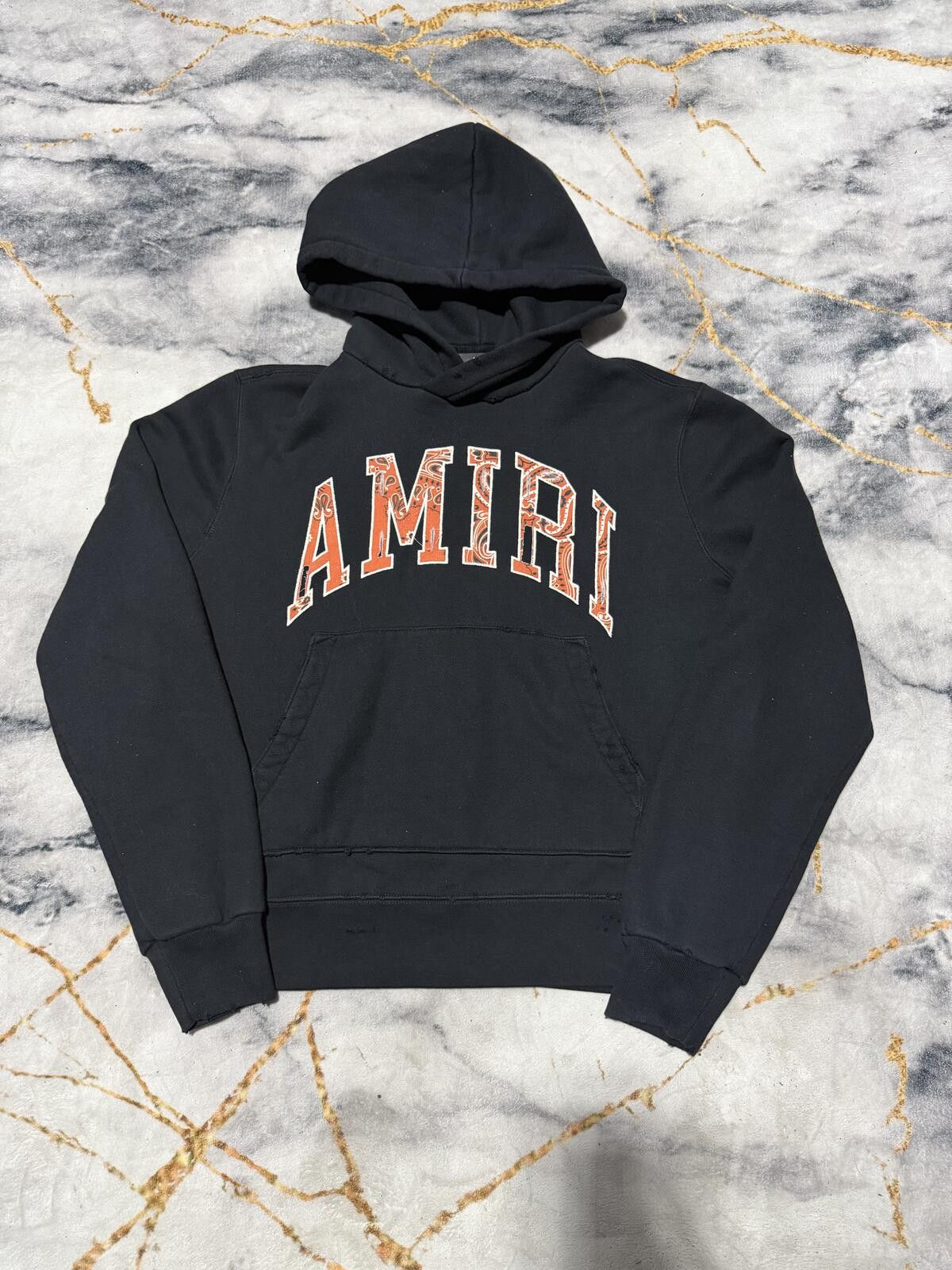 Amiri Logo Hoodie Bandana Orange Black - Sz S