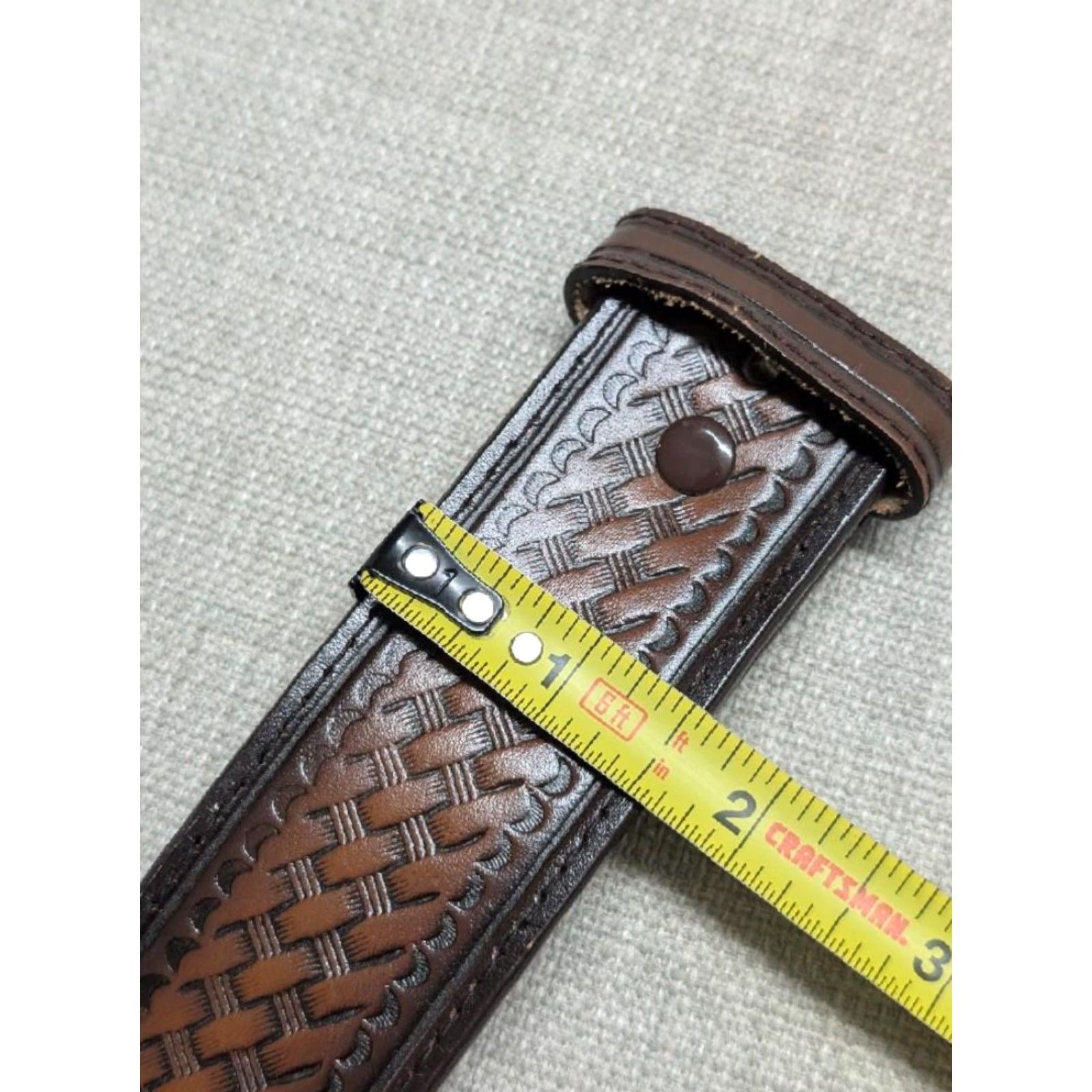 Vintage VINTAGE Western Belt 1-1/2" Basketweave Tooled Buckle West 46 Brown Leather Cowboy Belt Mens Size 46 - 7 Thumbnail