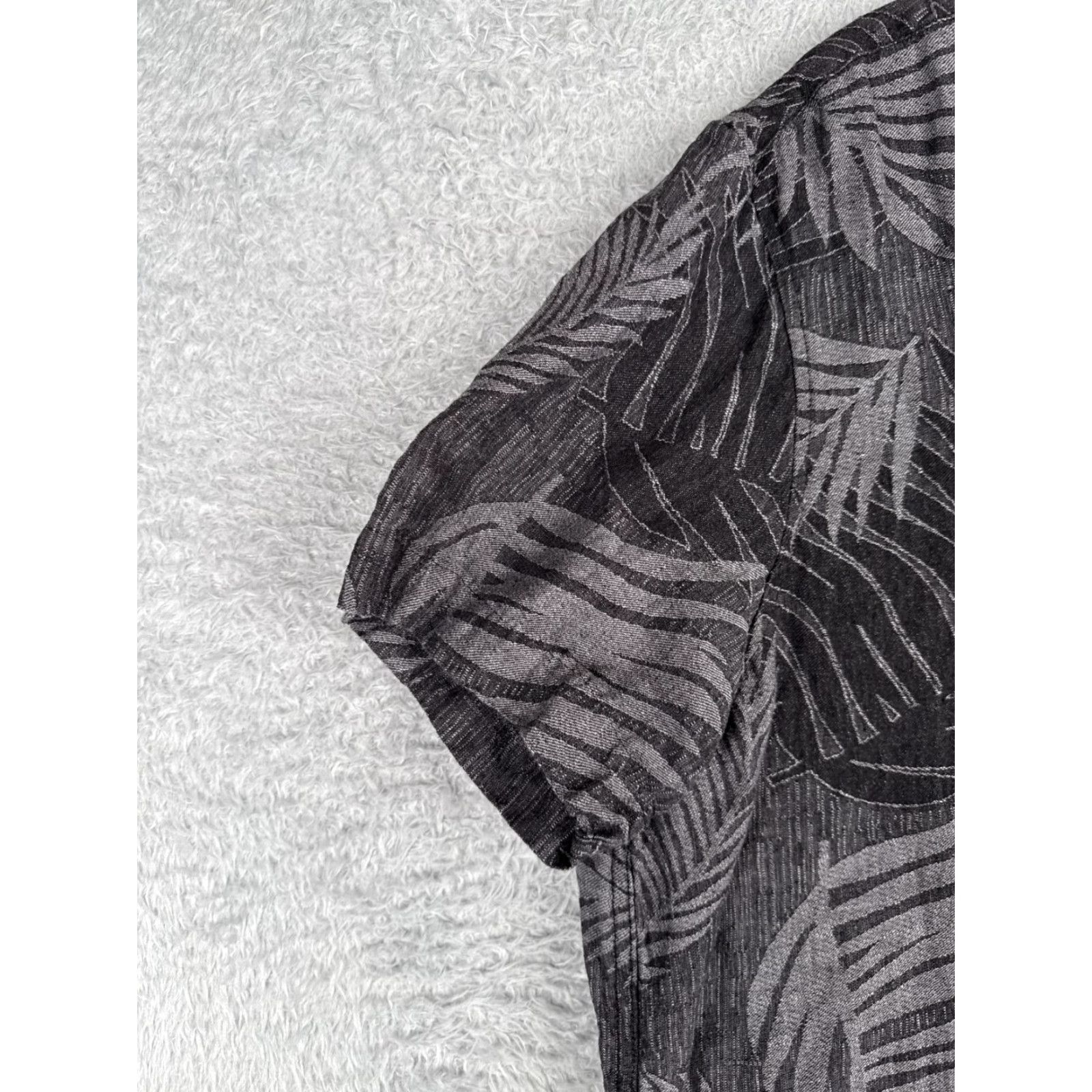Tasso Elba Tasso Elba Shirt Adult 2XL Gray Floral Palm Leaf Button Up Silk Blend Size US XXL / EU 58 / 5 - 3 Thumbnail