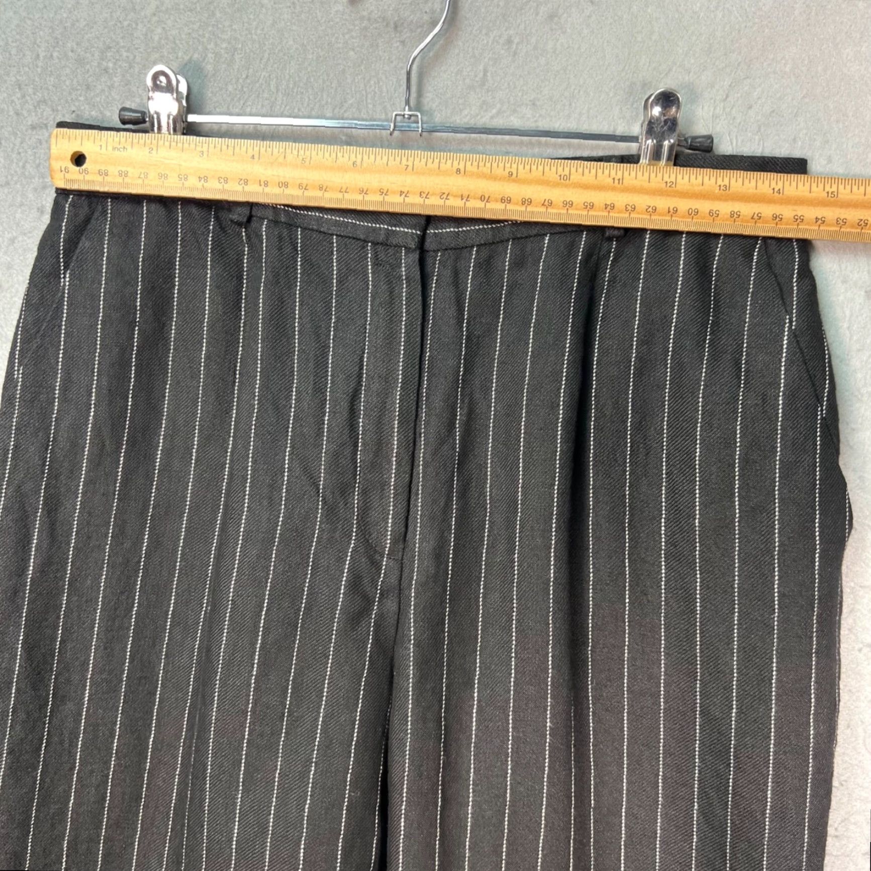 Ralph Lauren Lauren Ralph Lauren Womens 12 Petite Black Pinstripe Linen Trousers Straight Leg Pants 12P Black Linen Pinstripe Dress Pants Womens Petite Men? Size 34" / US 12 / IT 48 - 5 Thumbnail