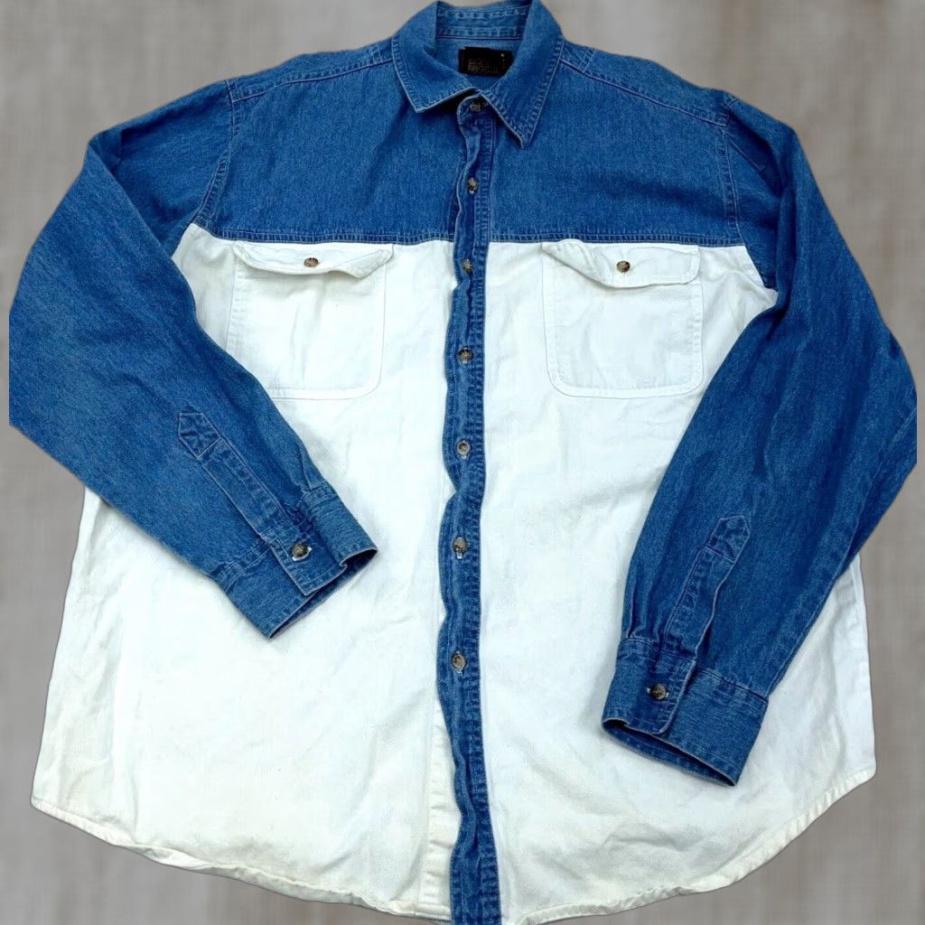 Faded Glory VINTAGE Faded Glory Shirt Men Large Blue White Denim Western Cowboy Brush Y2K Size US L / EU 52-54 / 3 - 1 Thumbnail