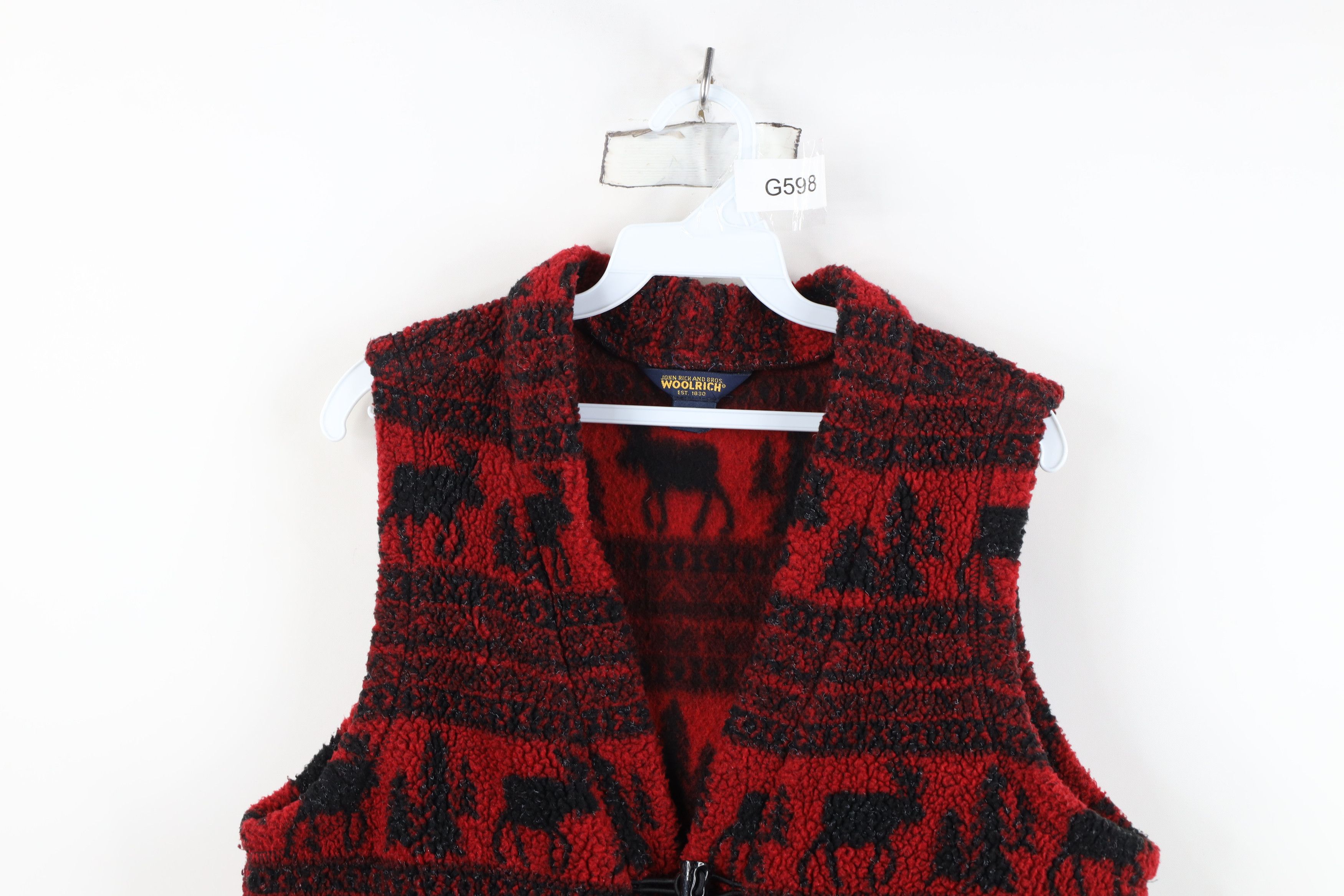 Woolrich Woolen Mills Vintage 90s Woolrich Pile Fleece Horn Button Vest Jacket USA Size L / US 10 / IT 46 - 2 Thumbnail