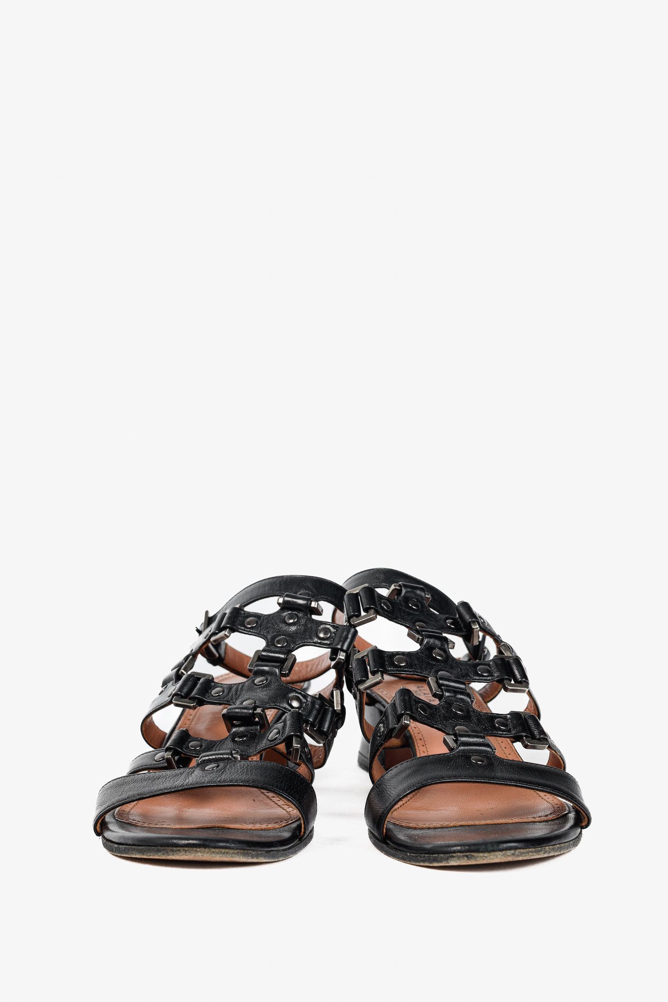Alaia Alaia Black Leather Strappy Studded Sandals Size US 7 / IT 37 - 2 Thumbnail