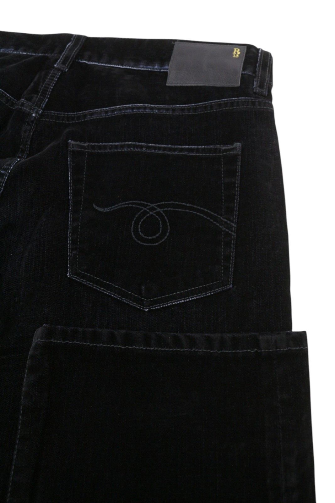 R13 ROMEO 29 Flocked Black Velvet Ankle Straight Zip 85816 Size 29" - 5 Thumbnail