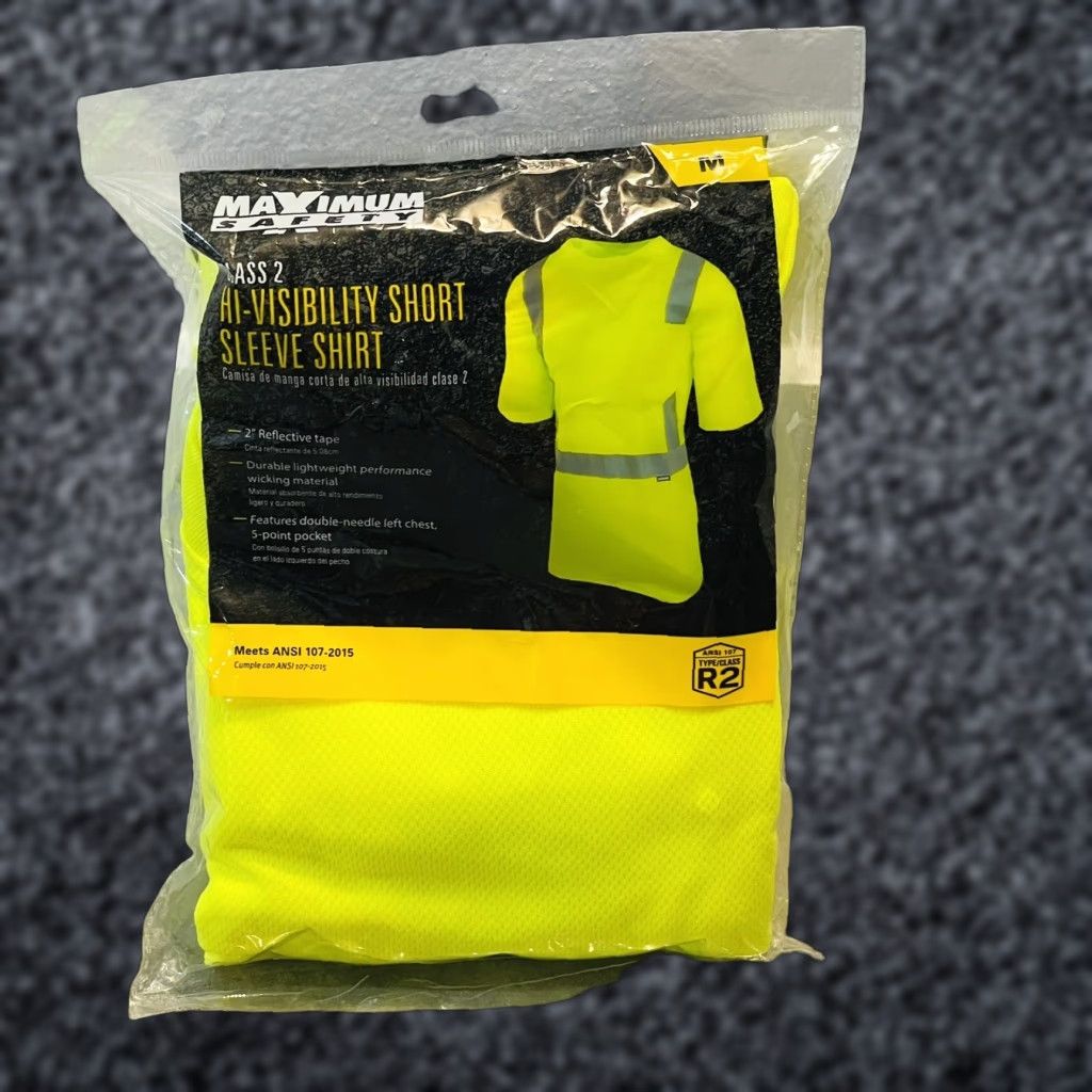 Vintage MAXIMUM SAFETY Men's MEDIUM High Visibility Yellow ANSI Class 2 Polyester Shirt Size US M / EU 48-50 / 2 - 1 Preview