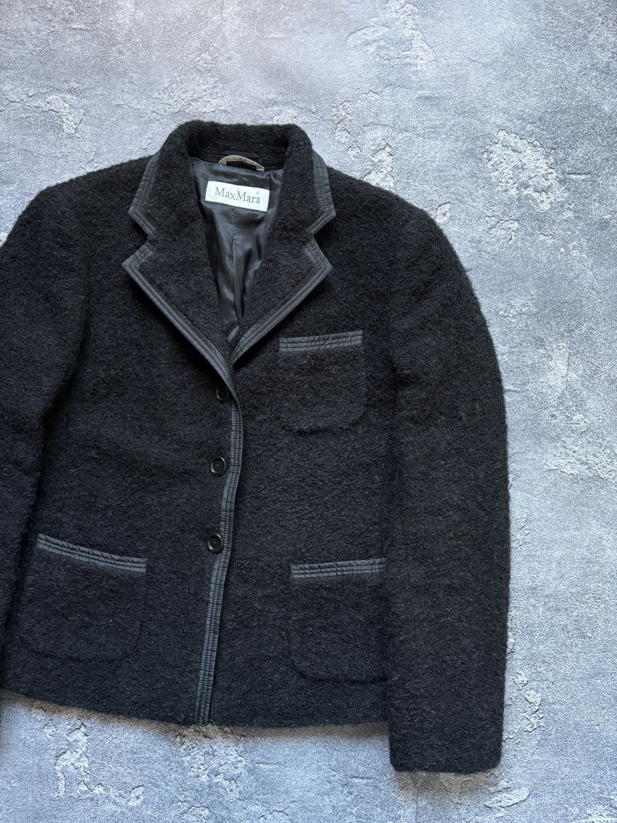 Max Mara Vintage Max Mara Luxury Mohair Black Blazer Jacket Size L / US 10 / IT 46 - 3 Thumbnail
