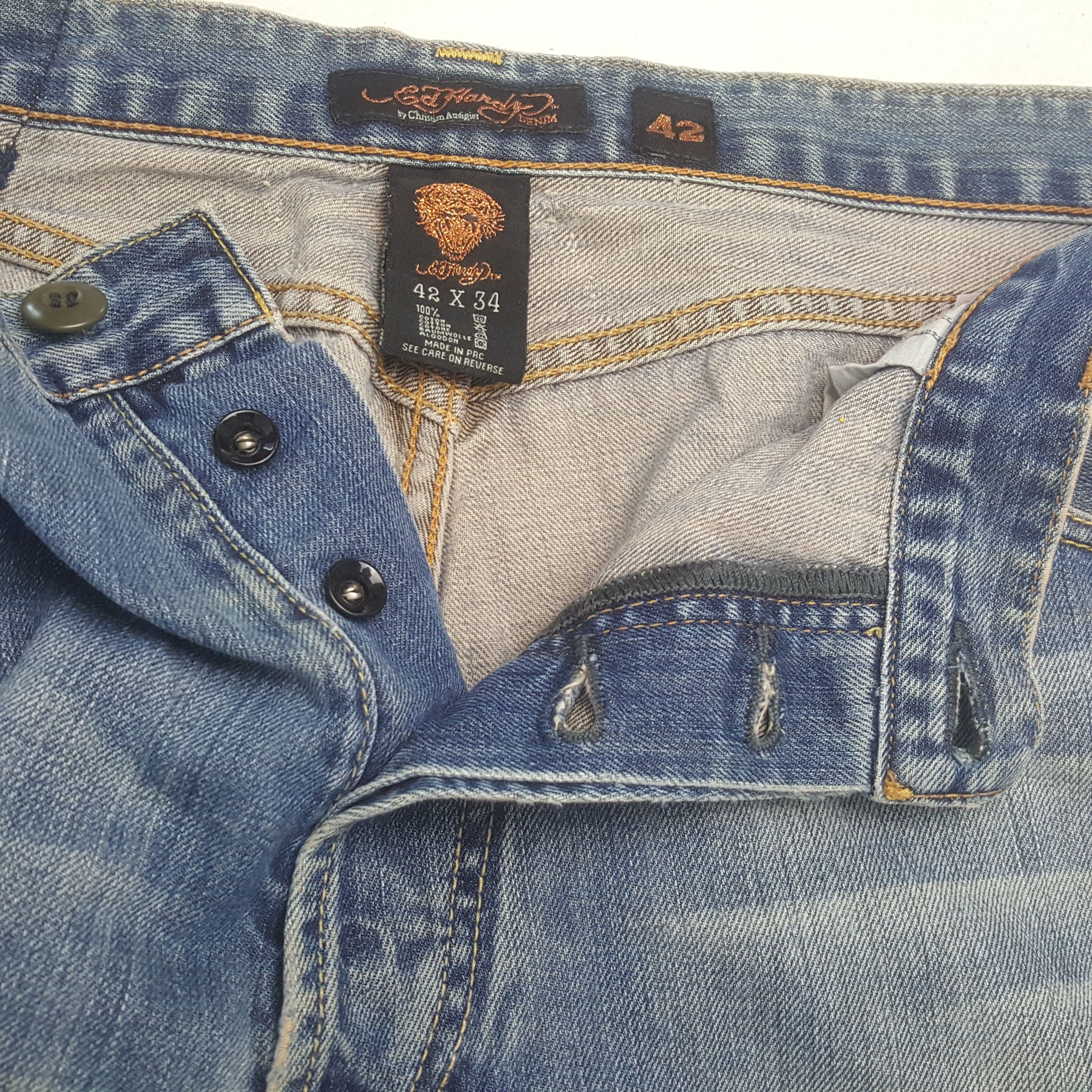 Christian Audigier × Ed Hardy × Vintage ED HARDY Fashion Designer Brand Streetwear Custom Art Jeans Size US 41 - 12 Thumbnail