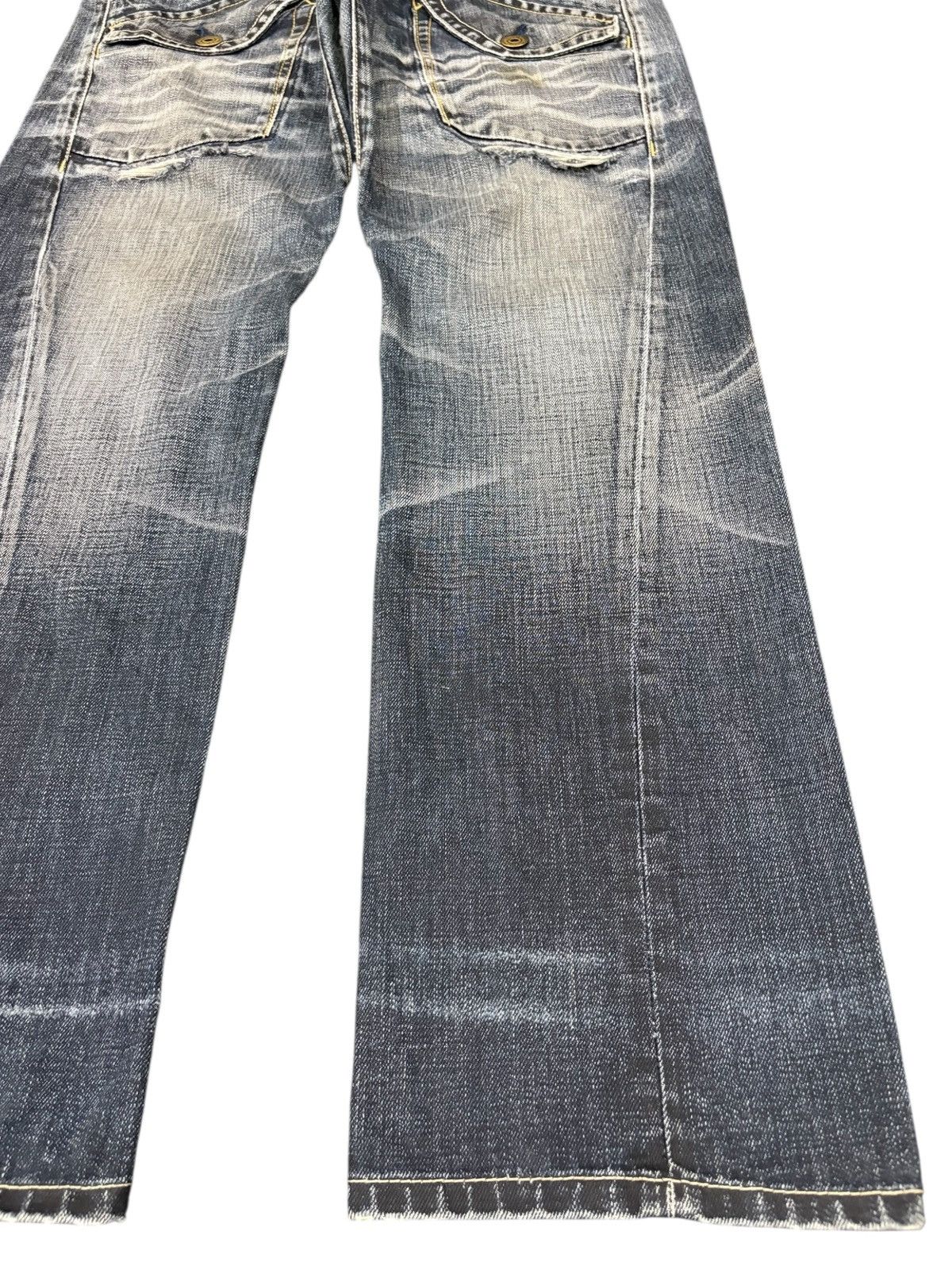 Japanese Brand Vintage Back Number Buckle Back Distress Baggy Jeans Size US 32 / EU 48 - 7 Thumbnail