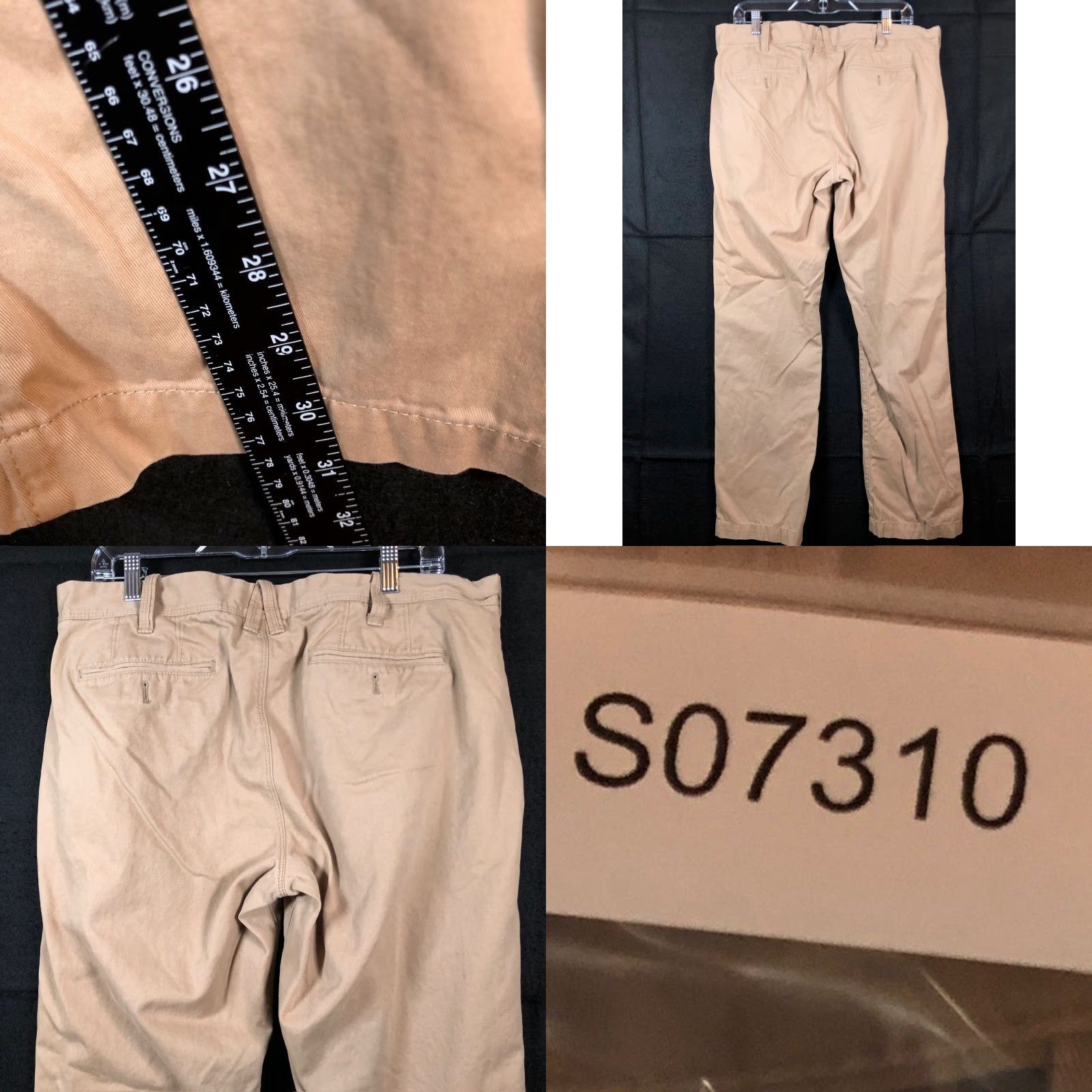 Express Express Pants Tan Mid Rise Slim Fit 36x32 Chino Men Regular Flat Front 100% Cotton Size US 36 / EU 52 - 8 Thumbnail