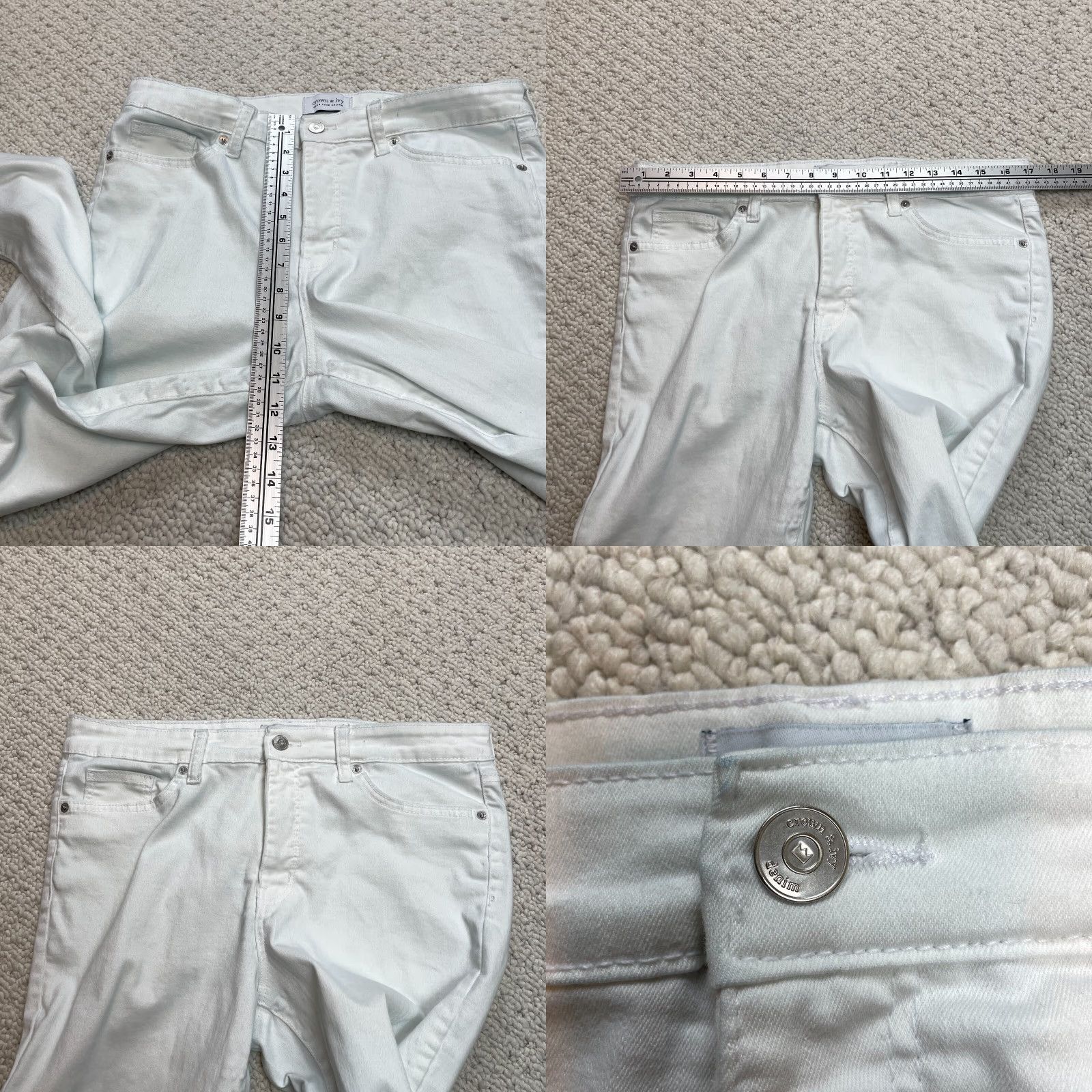 Vintage VINTAGE Crown & Ivy White Jeans Womens 14 R Skinny Distressed 34x28 Denim 5-Pocket Womens Branded Jeans Size 36" / US 14 / IT 50 - 8 Thumbnail