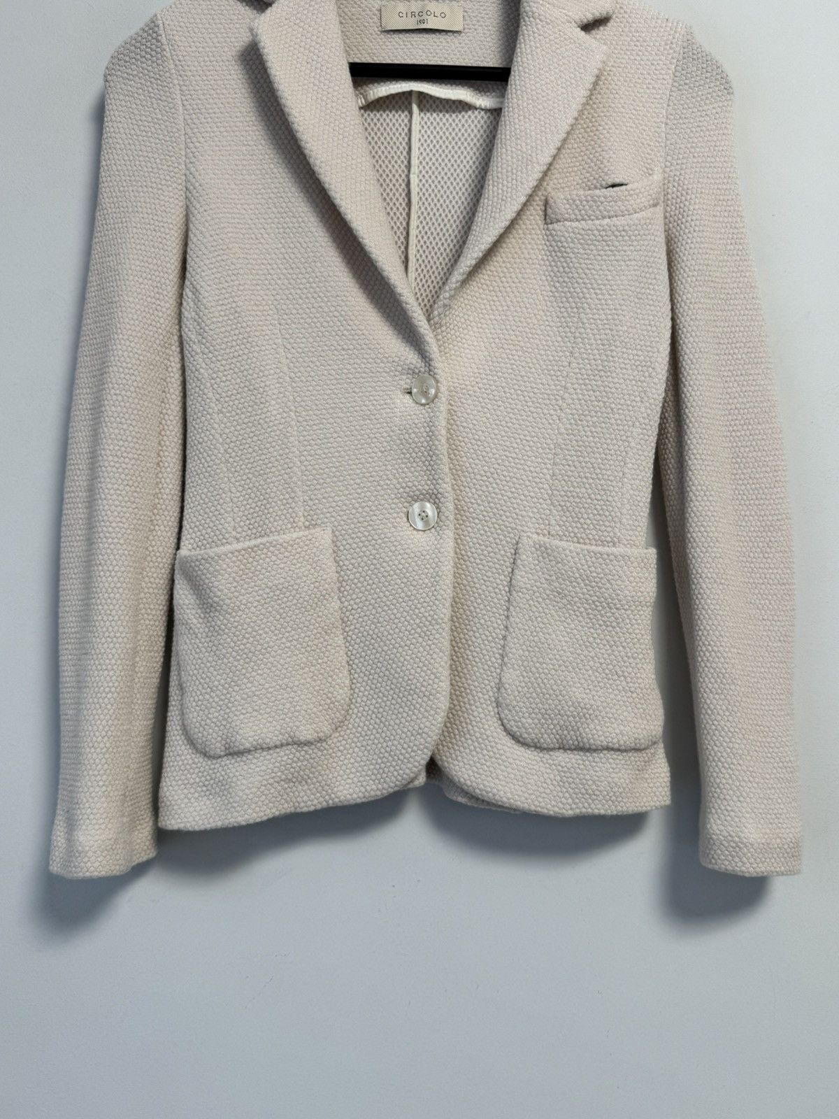 Circolo 1901 Circolo 1901 Women’s Cotton Blazer Jacket Beige Textured Size S / US 4 / IT 40 - 3 Thumbnail