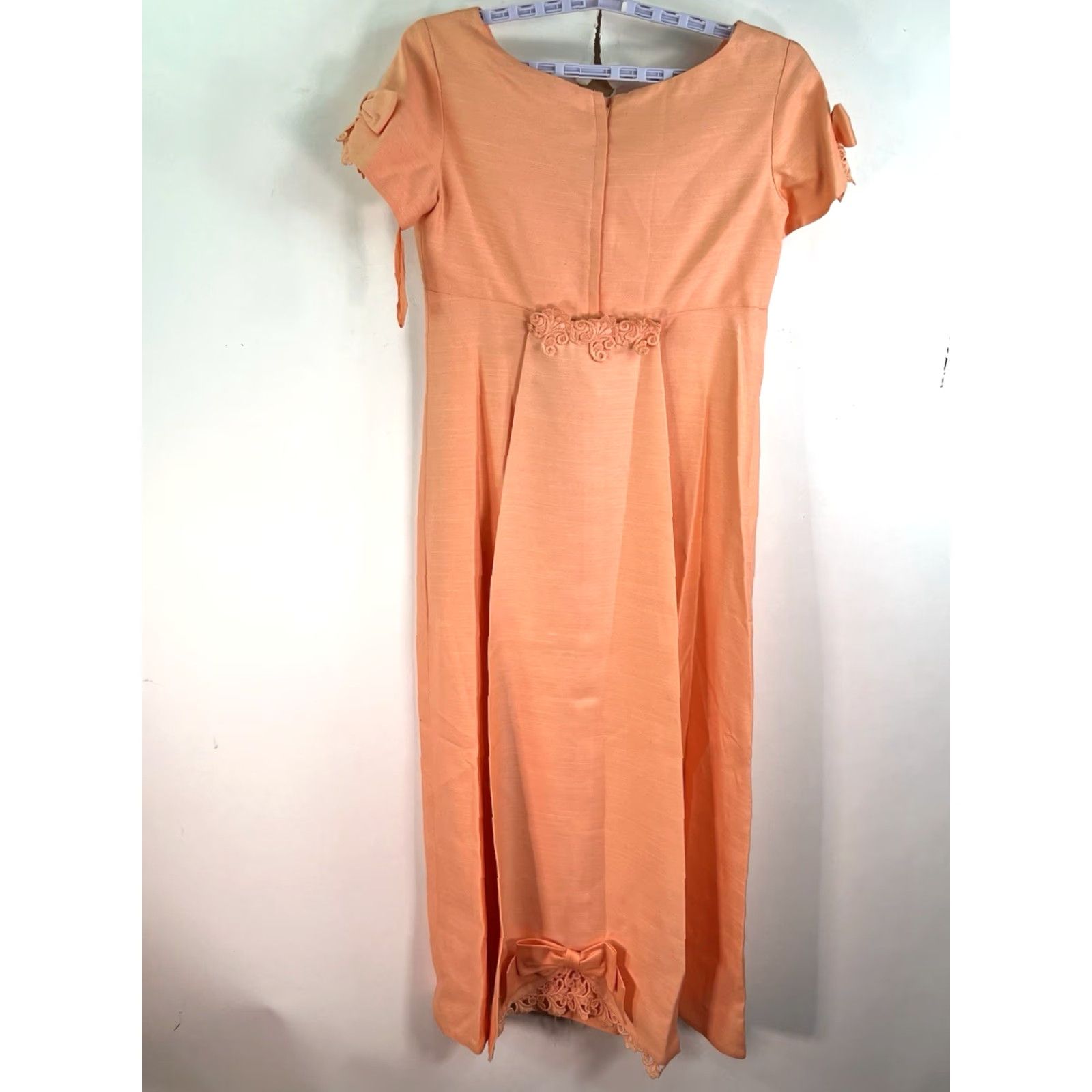 Vintage Sylvia Ann Party Gown Womens 60's Vintage High Waist Detachable Train Peach Ball Gown Orange 1960s Eveningwear XS/S Mens Womens Size XXS / US 00 / IT 34 - 2 Thumbnail