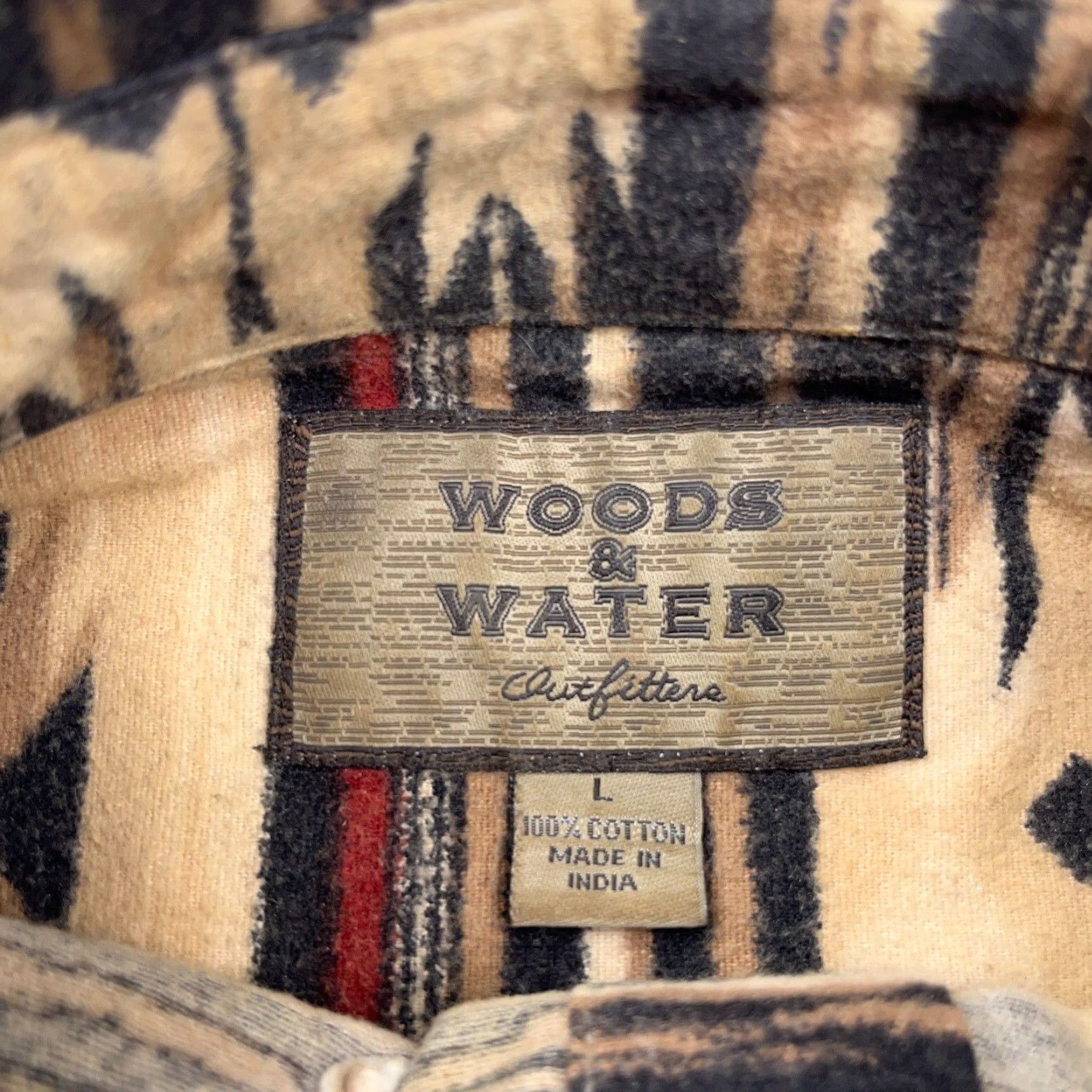 CLOT Woods & Water Shirt Men L Brown Button Up Chamois Cotton Aztec Southwestern Geometric Size US L / EU 52-54 / 3 - 6 Thumbnail