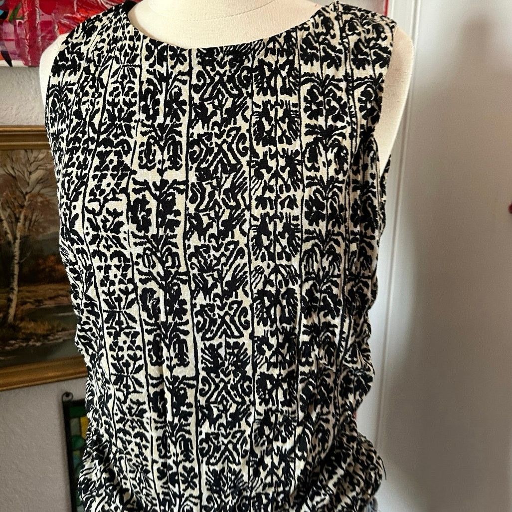 Other kathie lee cream black floral bohemian tank top Size L / US 10 / IT 46 - 2 Thumbnail
