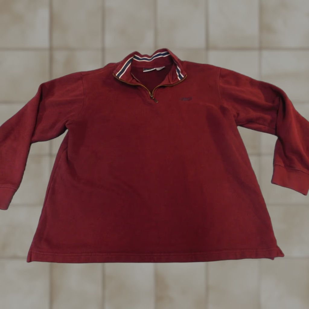 Reebok Reebok Sweater Mens Crew Neck Long Sleeve Red 1/4 Zip Pullover Modern Knitted Cotton Vintage No Size US M / EU 48-50 / 2 - 1 Thumbnail