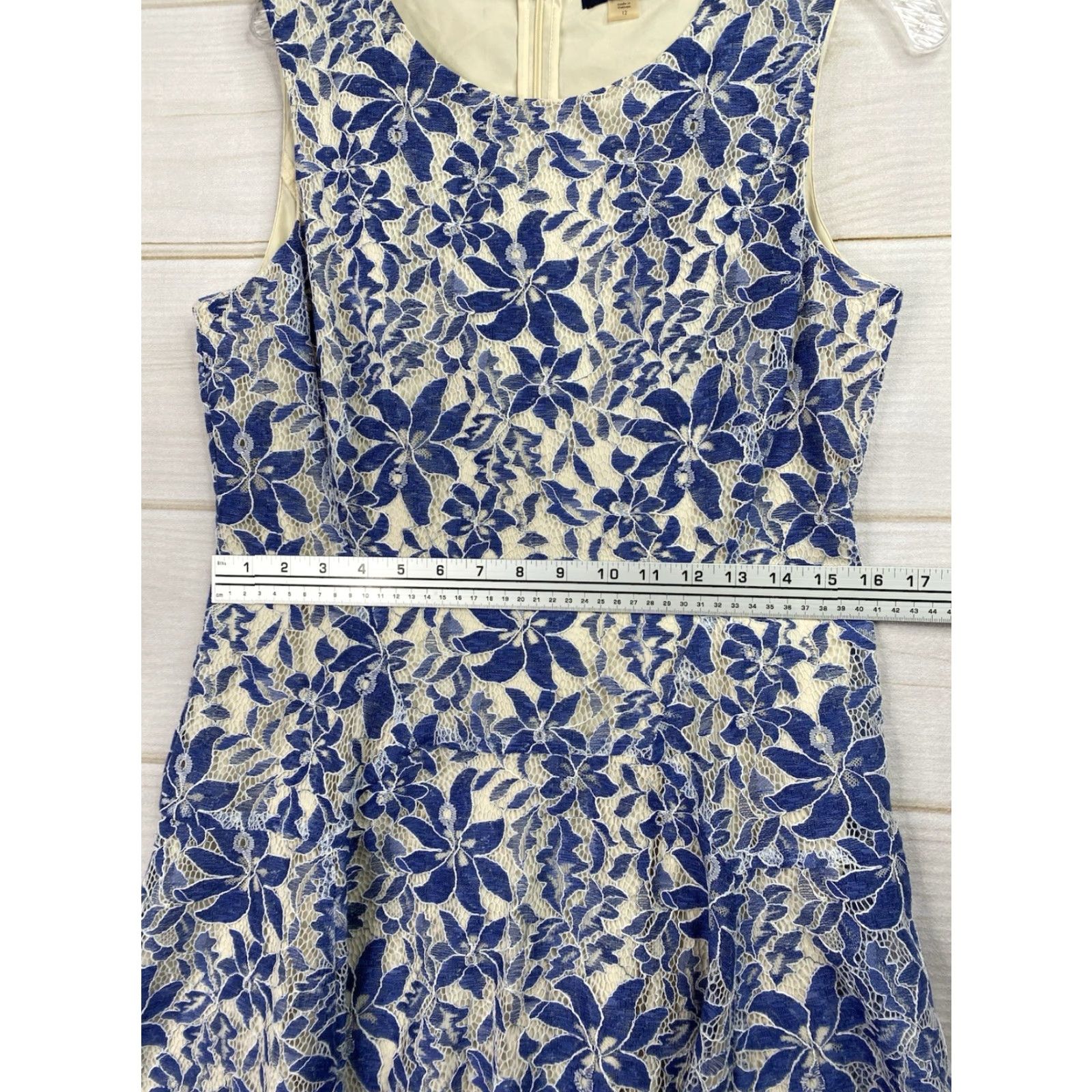 Tommy Hilfiger TOMMY HILFIGER Dress Sz 12 Blue White Embroidered Sleeveless Lined Zip Up Boho Shirt Dress Womens 90s Floral Casual Knee Length Size XL / US 12-14 / IT 48-50 - 5 Thumbnail