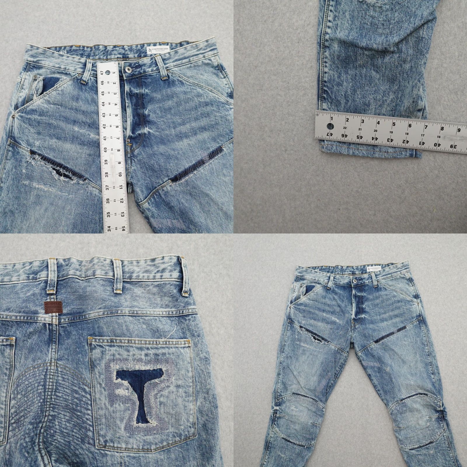 G-Star G-Star Jeans Mens 36 (36X29) 3D Knee Zip Raw Denim Blue Regular Fit Tapered Inseam 29 Shirt? Size US 36 / EU 52 - 8 Thumbnail