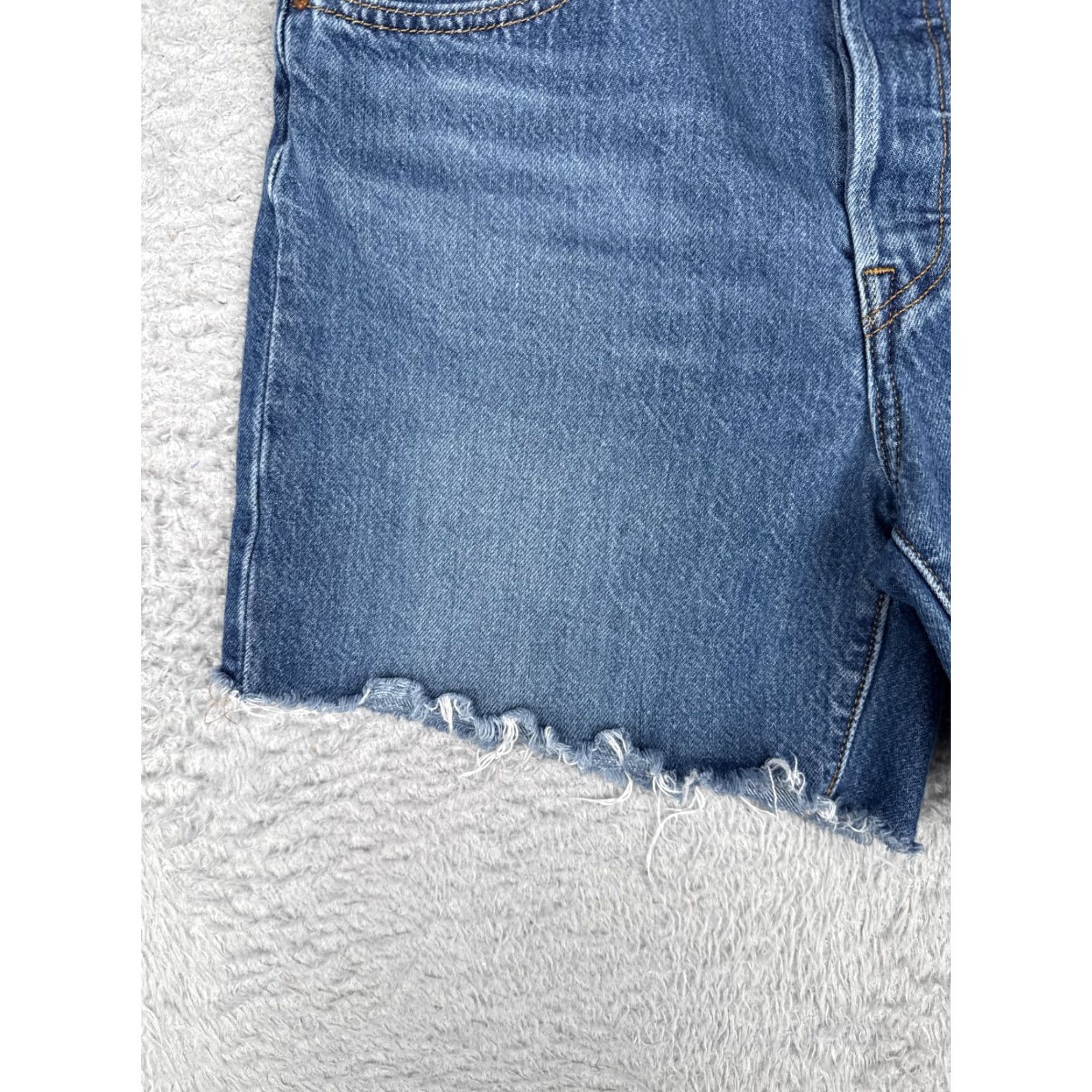 Levi's Levi's 501 Shorts Womens 29x6 Blue High Rise Button Fly Distressed Cut-Off Denim Shorts Size 29" - 3 Thumbnail