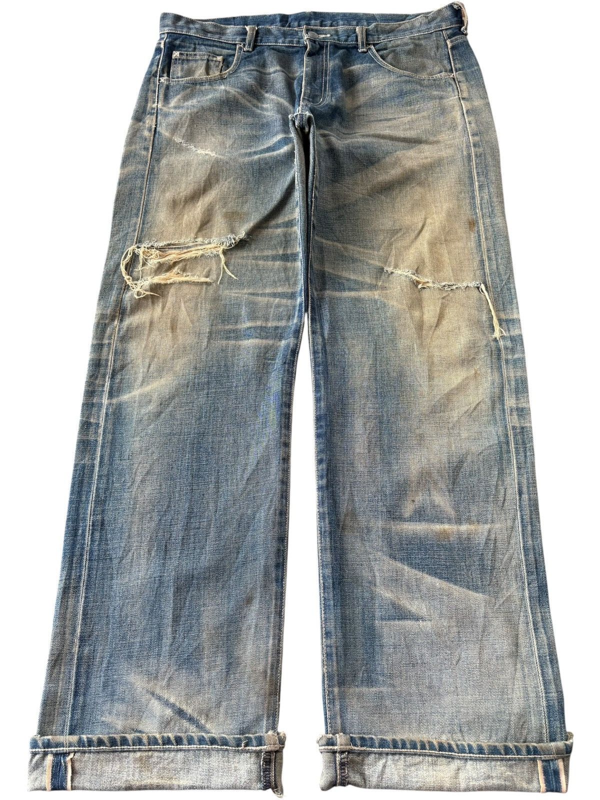 Vintage Neighbourhood Selvedge Mud Wash Distress Baggy Jeans