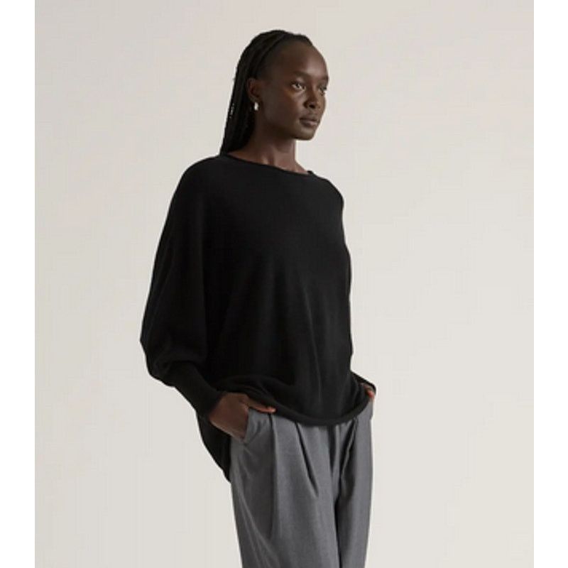 Quince Quince Mongolian Cashmere Batwing Sweater Black S/M Size M / US 6-8 / IT 42-44 - 2 Thumbnail