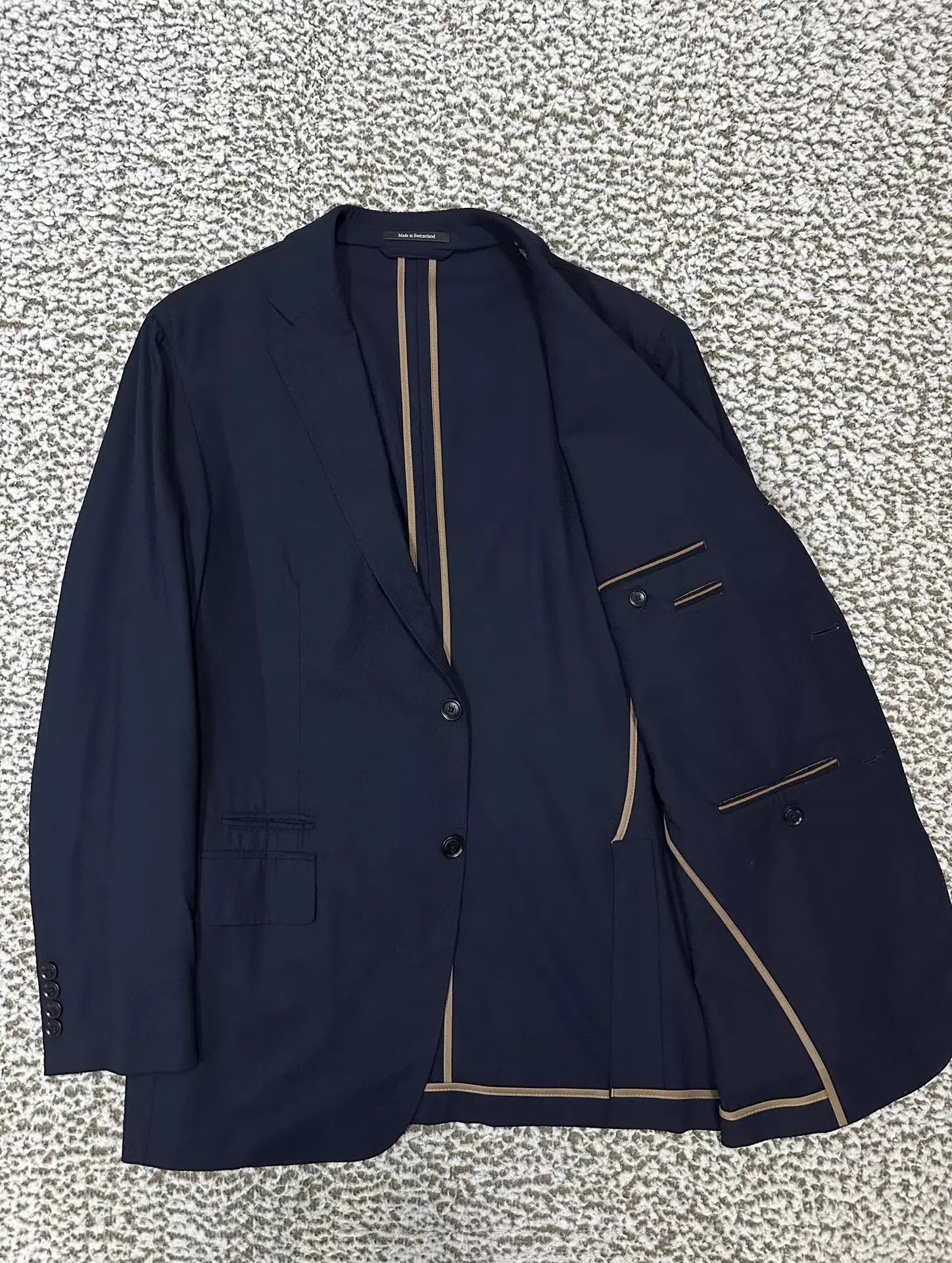 Ermenegildo Zegna Zegna Seersucker Wool-Silk-Linen Blazer Navy 54 Size 54R - 2 Thumbnail