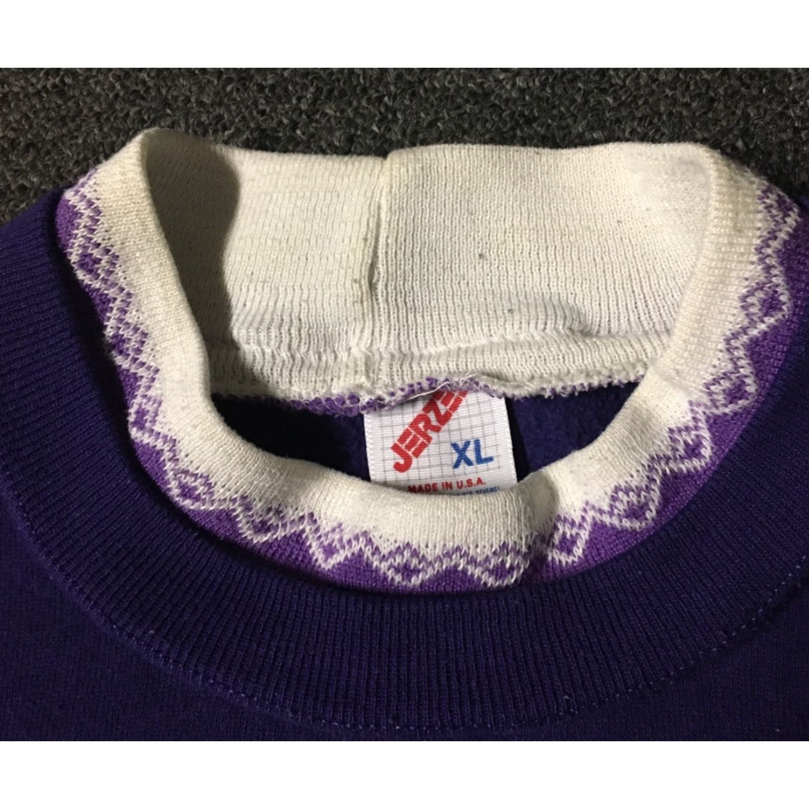 Jerzees VINTAGE Washington Nature Sweatshirt XL USA Art Painting Vaporwave Grunge 90s 80s Tyler Jerzees Mens Purple Pullover Striped Pattern Size US XL / EU 56 / 4 - 5 Thumbnail