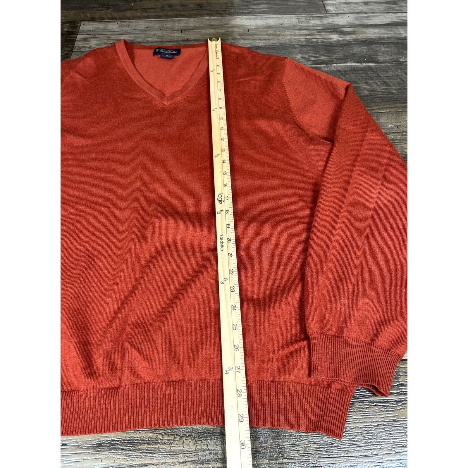 Brooks Brothers Brooks Brothers V-Neck Sweater Mens XL Merino Wool Burnt Orange Pullover Knit Tight-Knit Regular Long Sleeve Size US XL / EU 56 / 4 - 2 Thumbnail